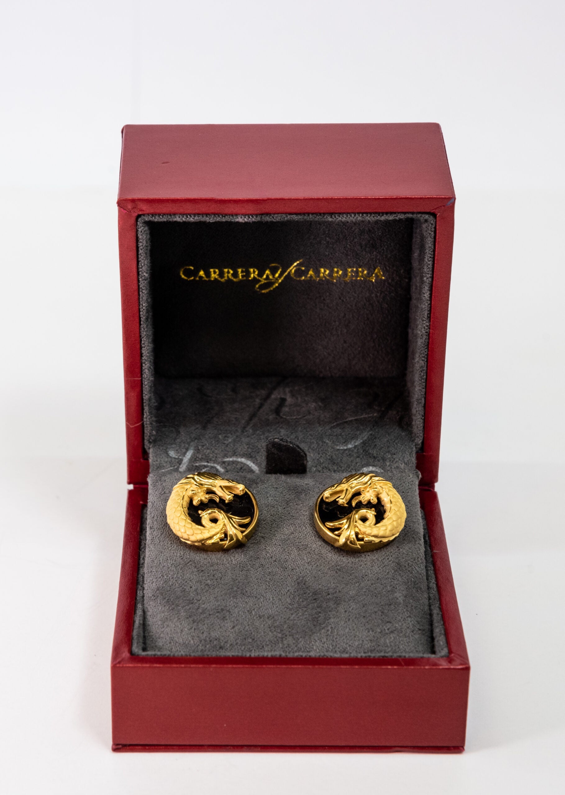Carrera Y Carrera Circles of Fire 18K Yellow Gold and Onyx Cufflinks - Premium Luxury Product