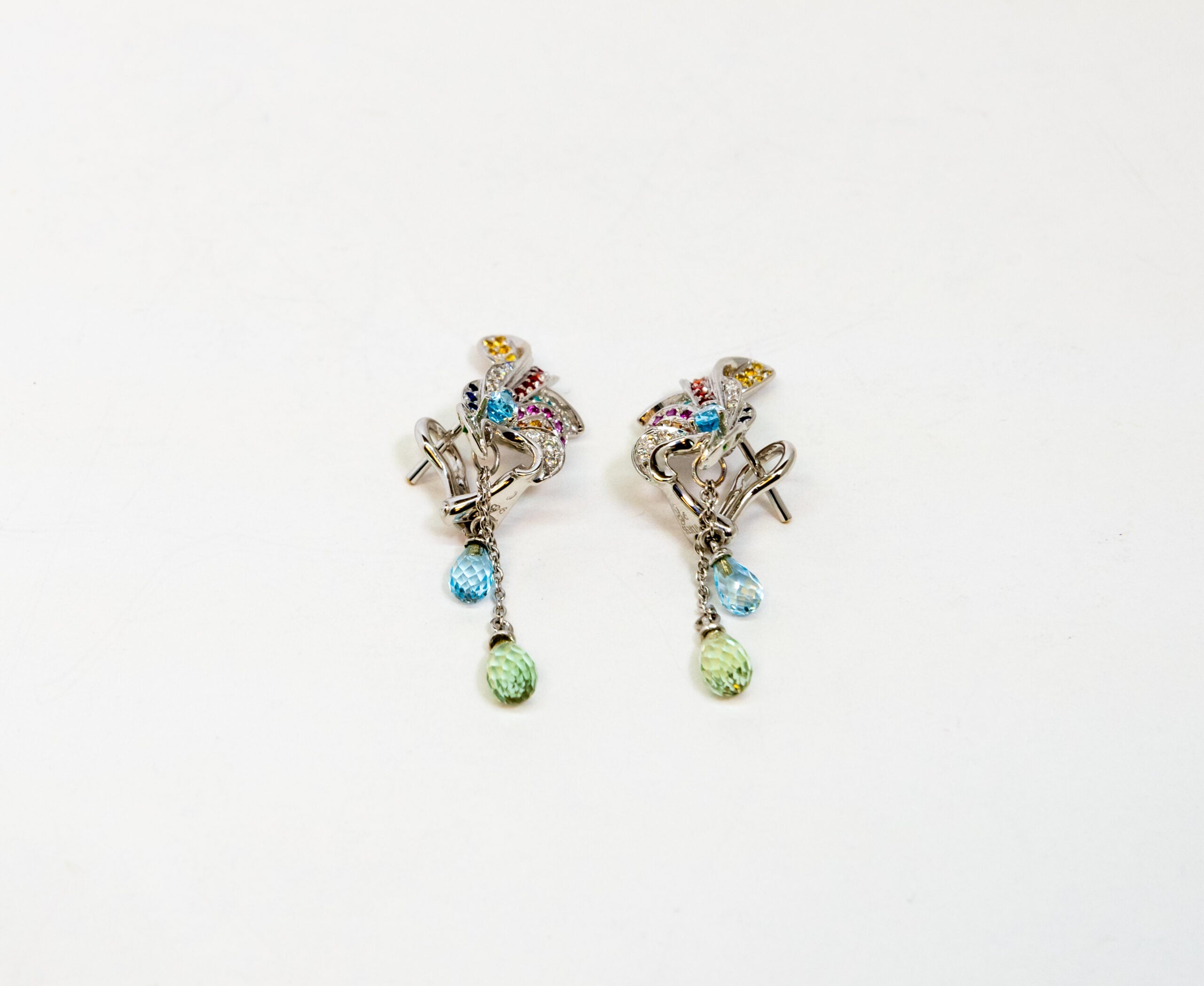 Carrera Y Carrera Hoja Seca 18K White Gold & Sapphires Earring - Premium Luxury Product