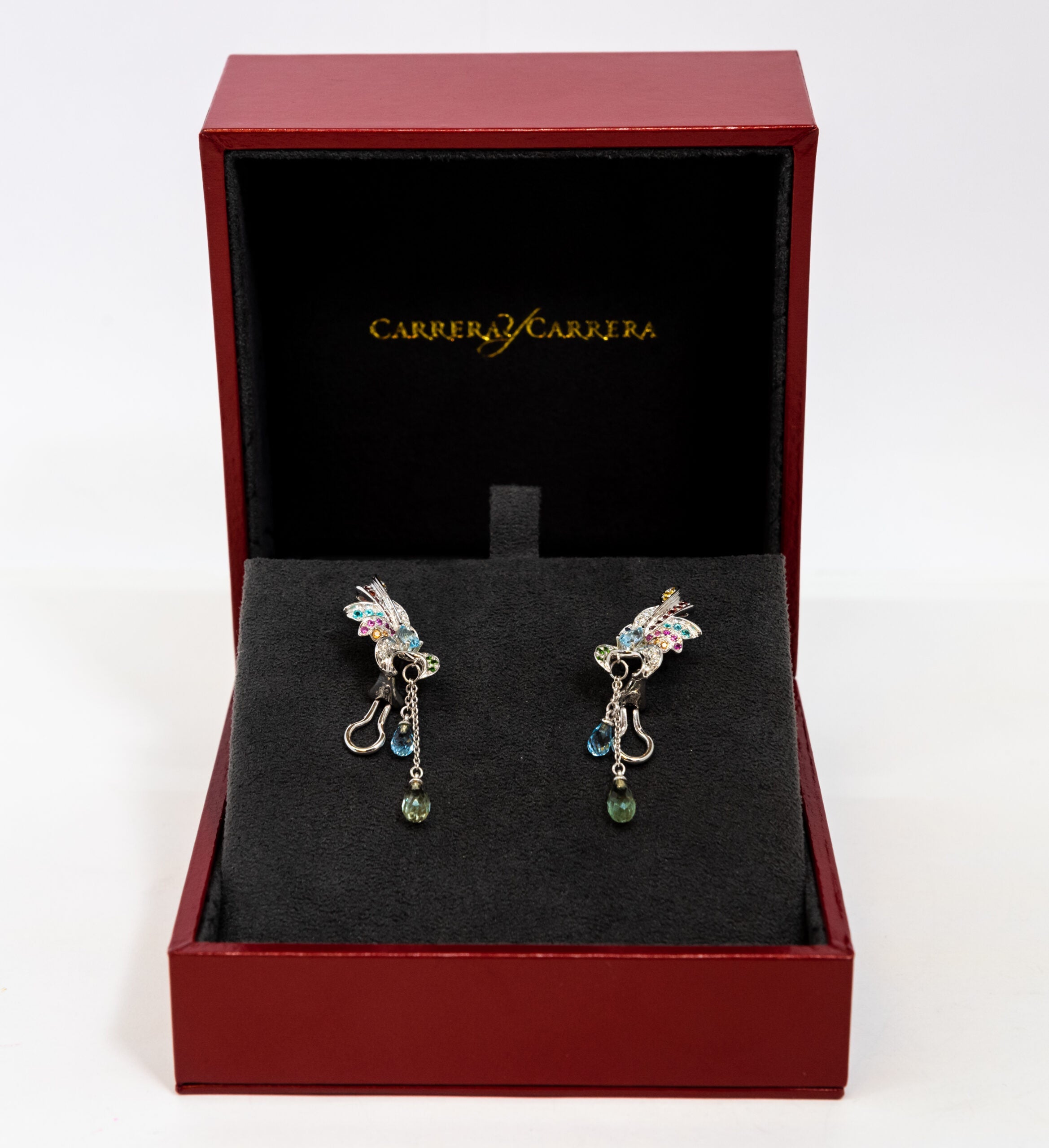 Carrera Y Carrera Hoja Seca 18K White Gold & Sapphires Earring - Premium Luxury Product