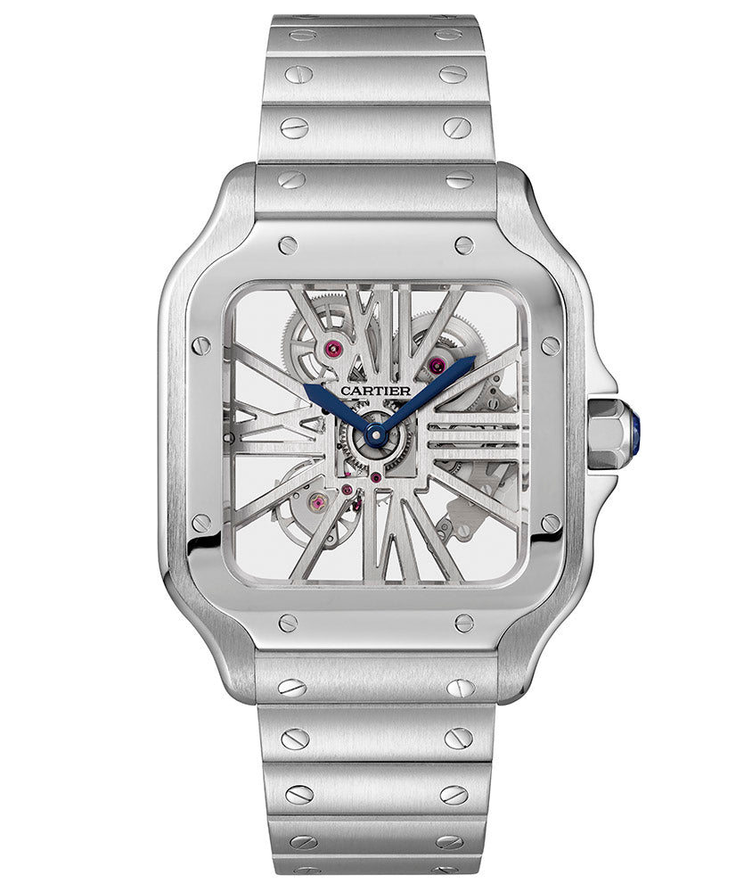 Cartier Santos Stainless Steel Skeleton Men's Watch - Premium Luxury Product