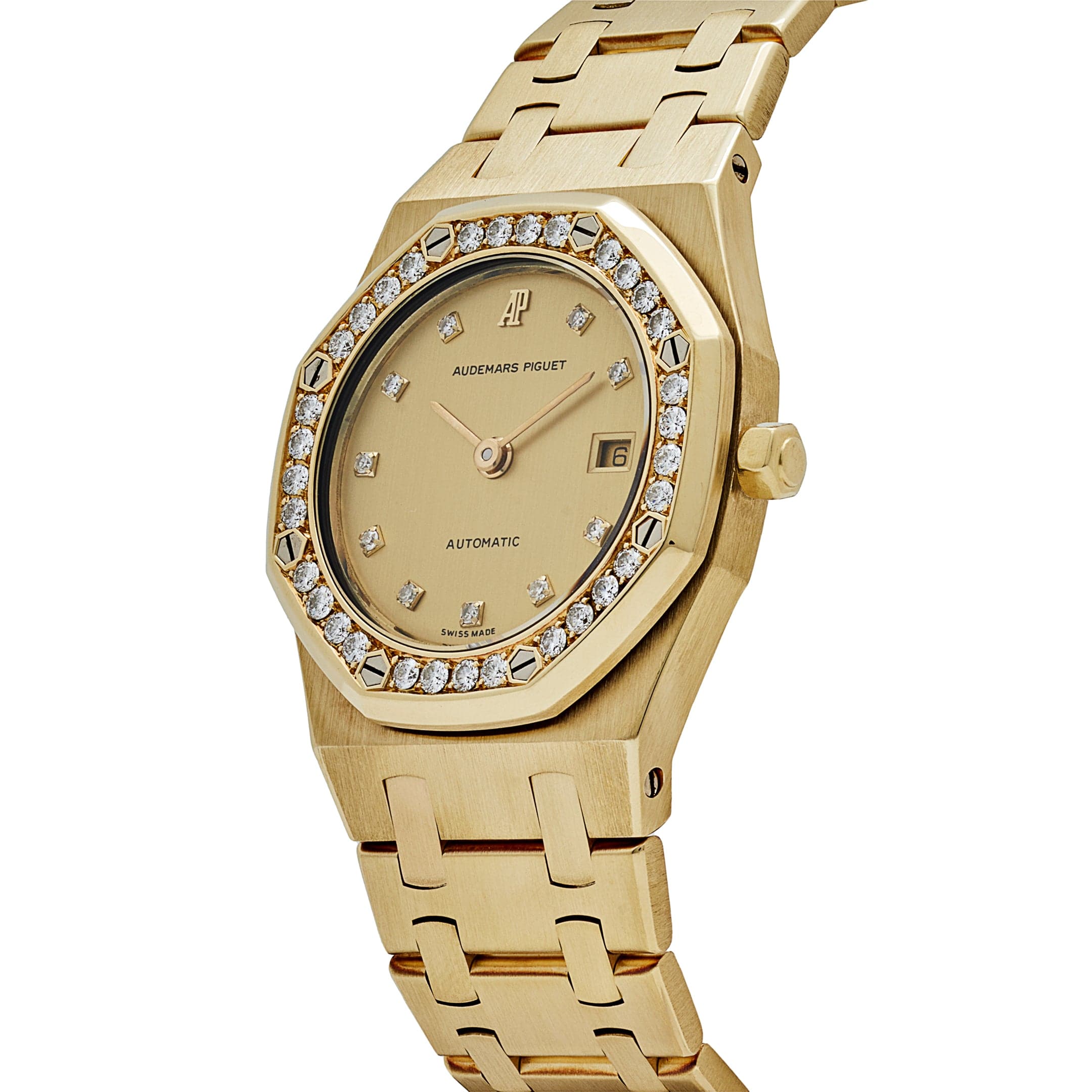 Audemars Piguet Royal Oak 14587/708BA Yellow Gold Champagne Diamond Bezel Diamond Dial - Premium Luxury Product