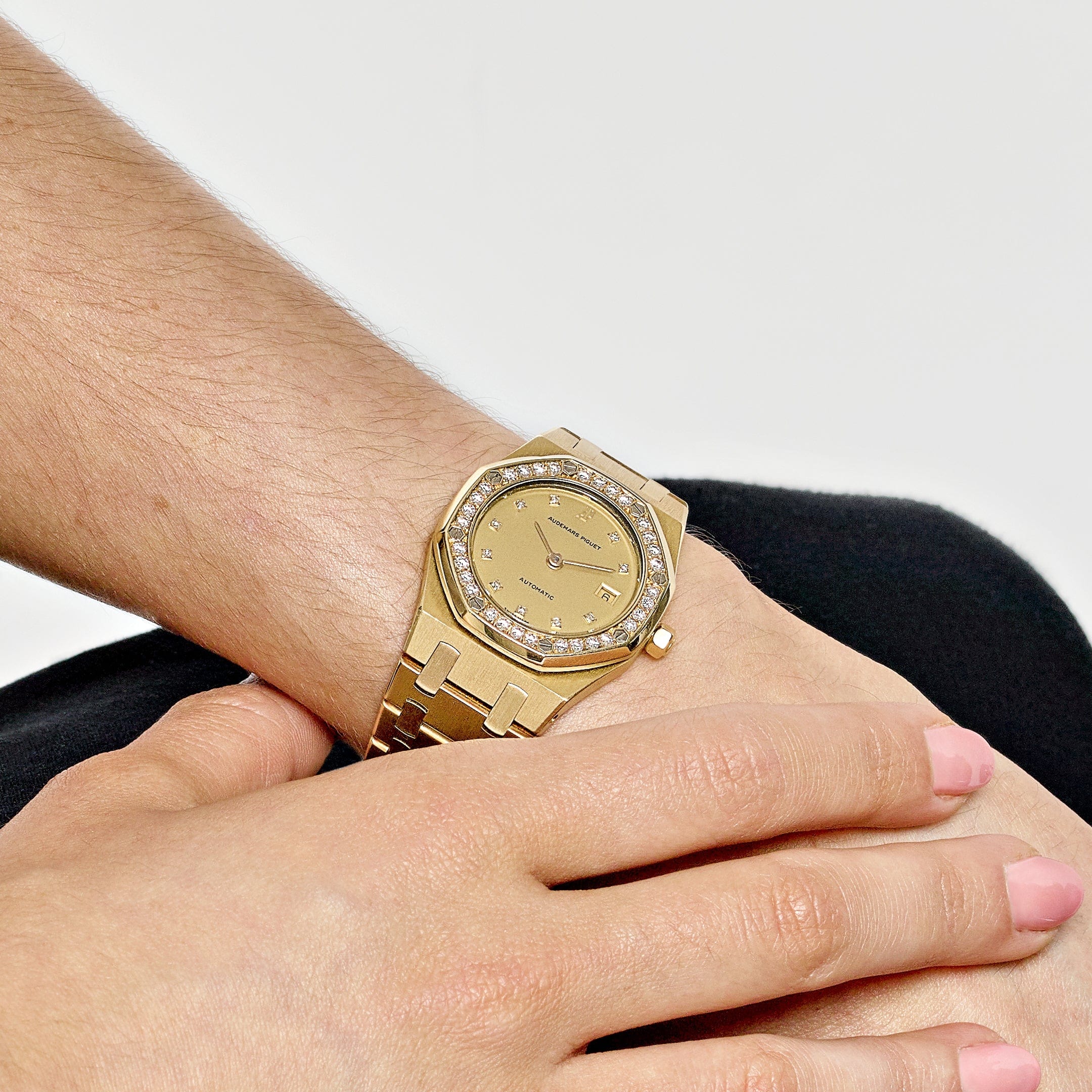 Audemars Piguet Royal Oak 14587/708BA Yellow Gold Champagne Diamond Bezel Diamond Dial - Premium Luxury Product