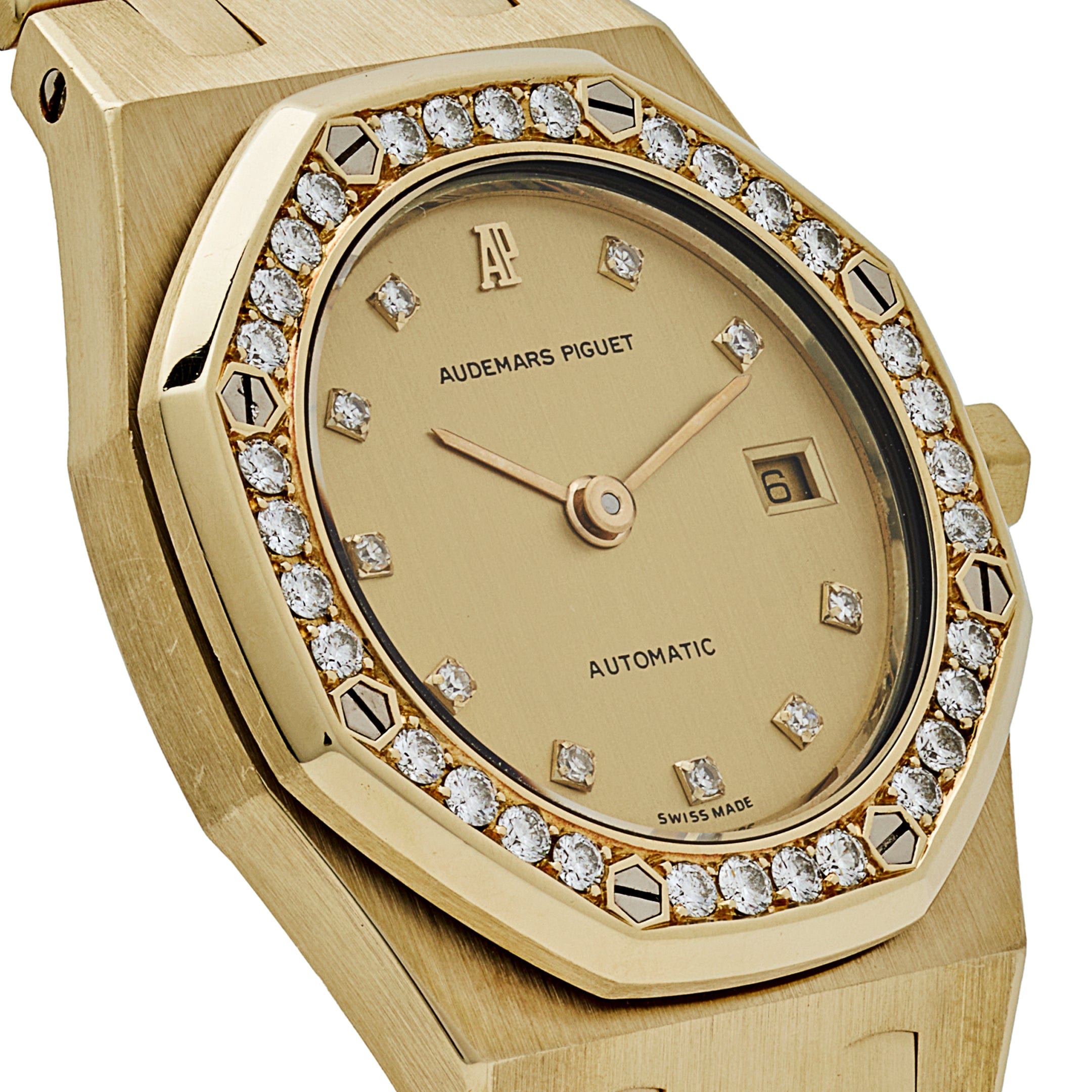 Audemars Piguet Royal Oak 14587/708BA Yellow Gold Champagne Diamond Bezel Diamond Dial - Premium Luxury Product