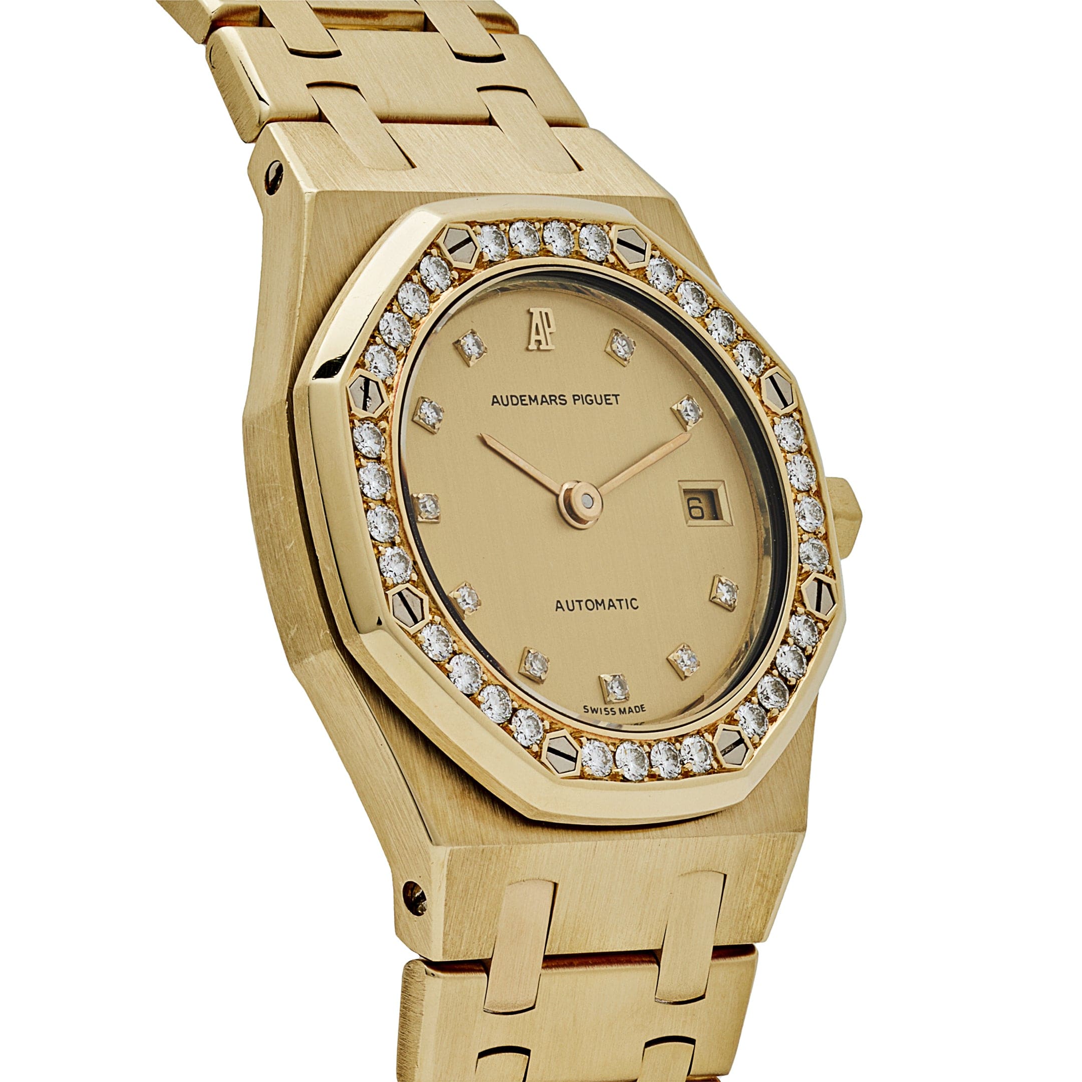 Audemars Piguet Royal Oak 14587/708BA Yellow Gold Champagne Diamond Bezel Diamond Dial - Premium Luxury Product