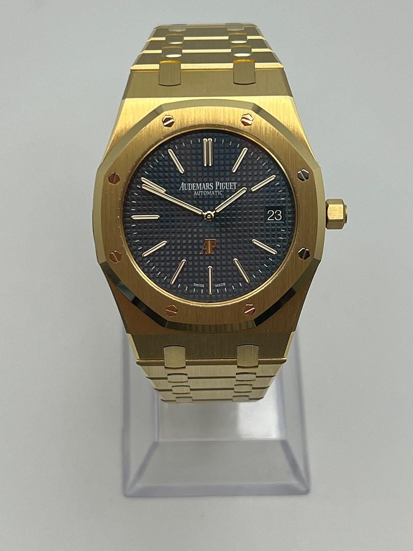 Audemars Piguet Royal Oak 15202BA.OO.1240BA.01 'Jumbo' Extra Thin Yellow Gold Blue Dial (2021) - Premium Luxury Product
