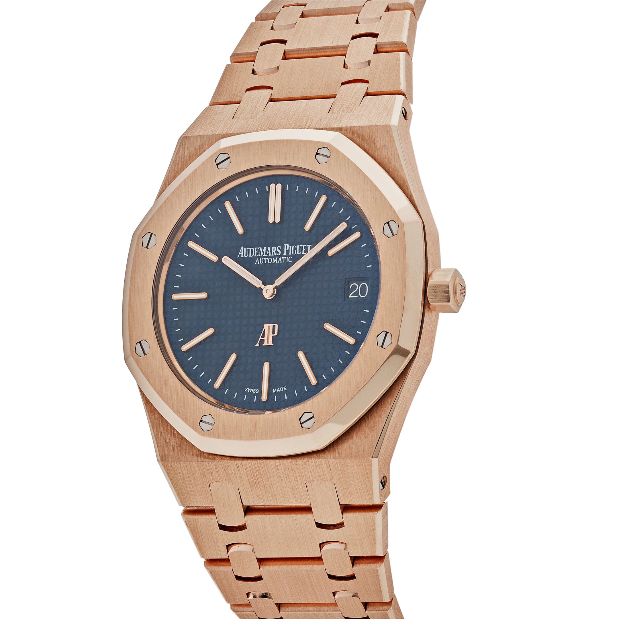 Audemars Piguet Royal Oak 15202OR.OO.1240OR.01 'Jumbo' Extra-Thin Rose Gold Blue Dial - Premium Luxury Product