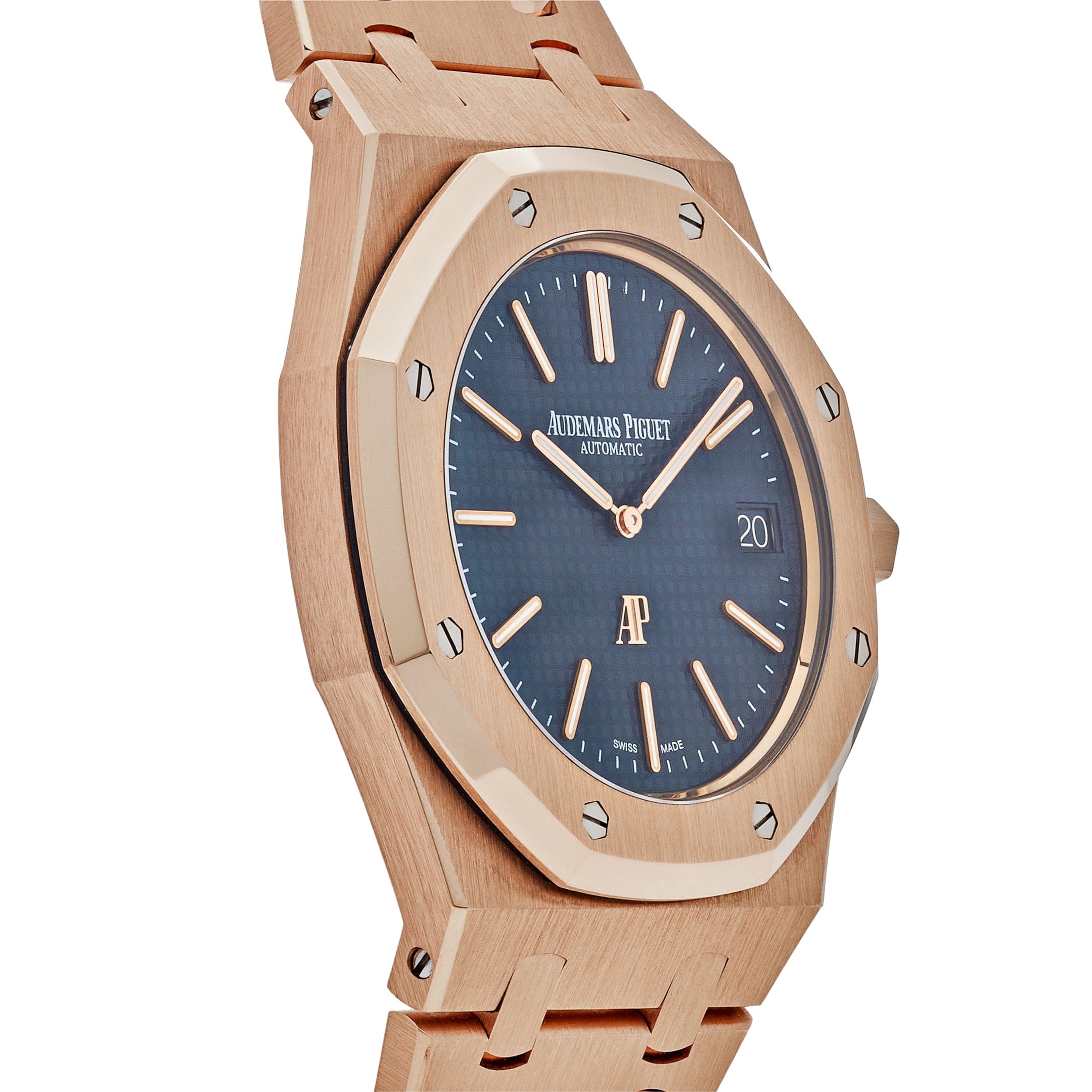 Audemars Piguet Royal Oak 15202OR.OO.1240OR.01 'Jumbo' Extra-Thin Rose Gold Blue Dial - Premium Luxury Product