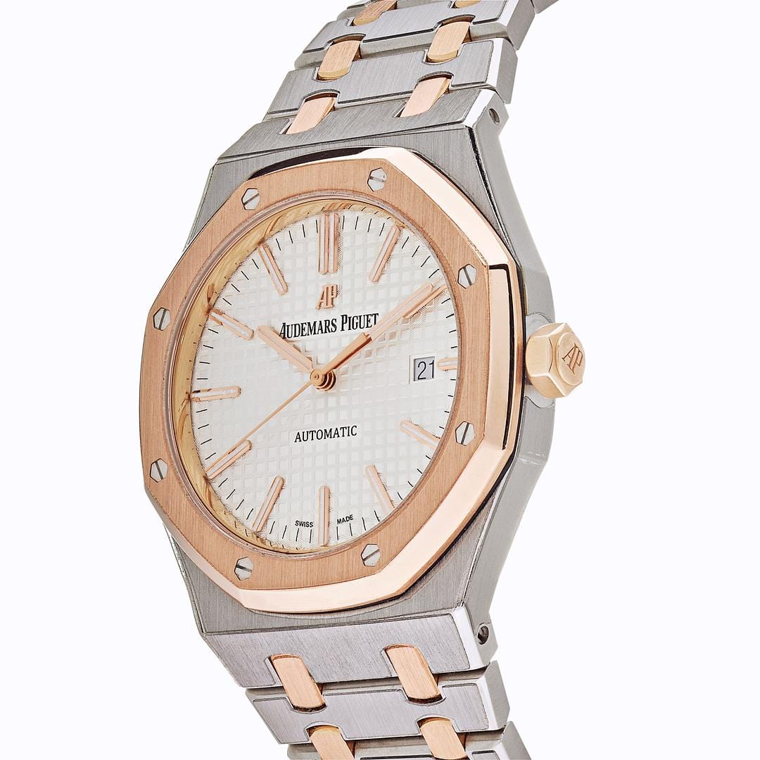 Audemars Piguet Royal Oak 15400SR.OO.1220SR.01 Stainless Steel Rose Gold White Dial (2015) - Premium Luxury Product