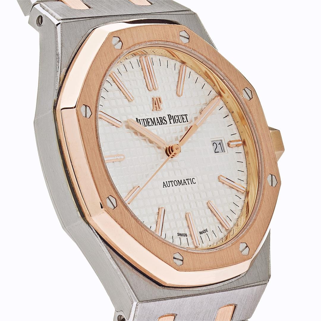 Audemars Piguet Royal Oak 15400SR.OO.1220SR.01 Stainless Steel Rose Gold White Dial (2015) - Premium Luxury Product