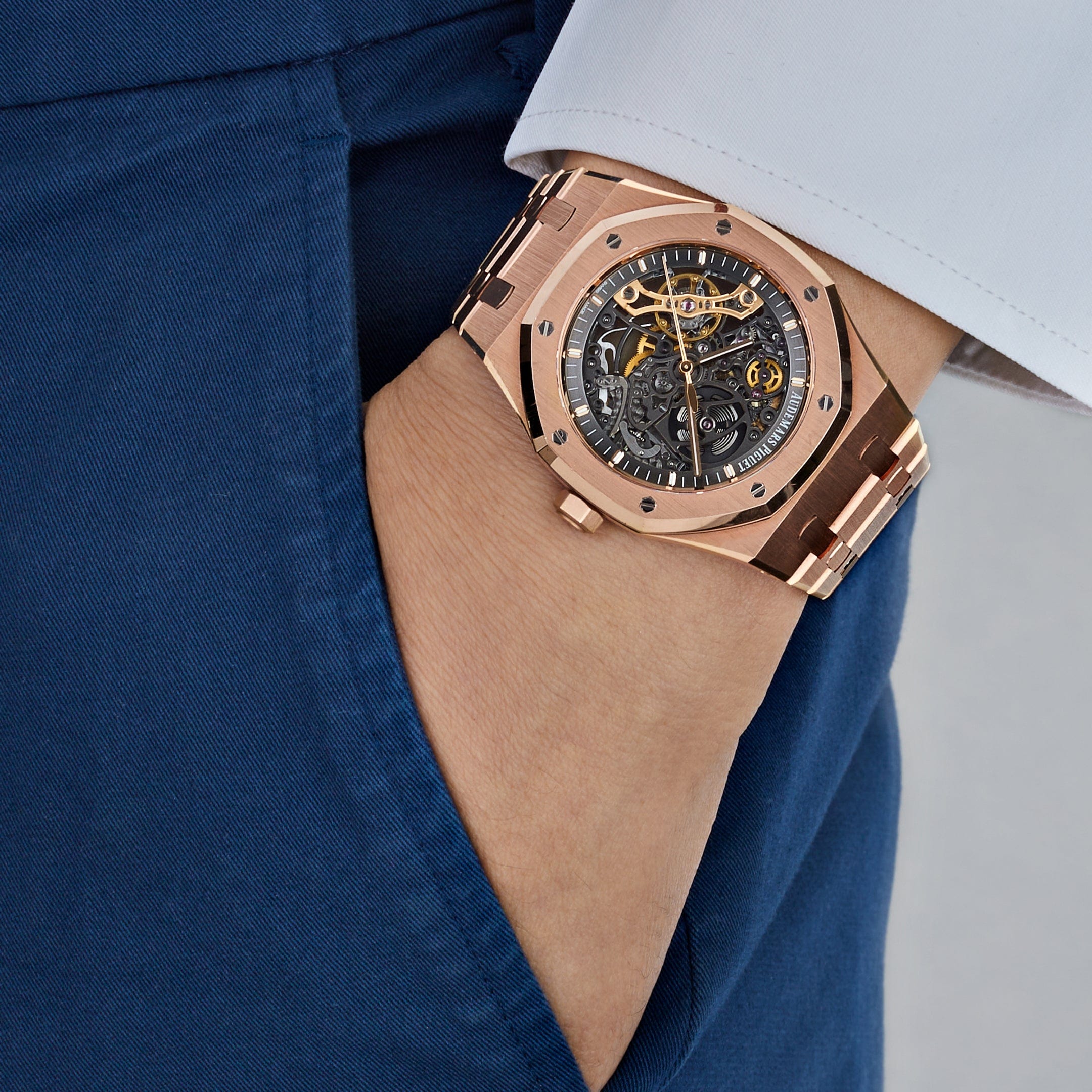 Audemars Piguet Royal Oak 15407OR.OO.1220OR.01 Double Balance Wheel Openworked Rose Gold - Premium Luxury Product