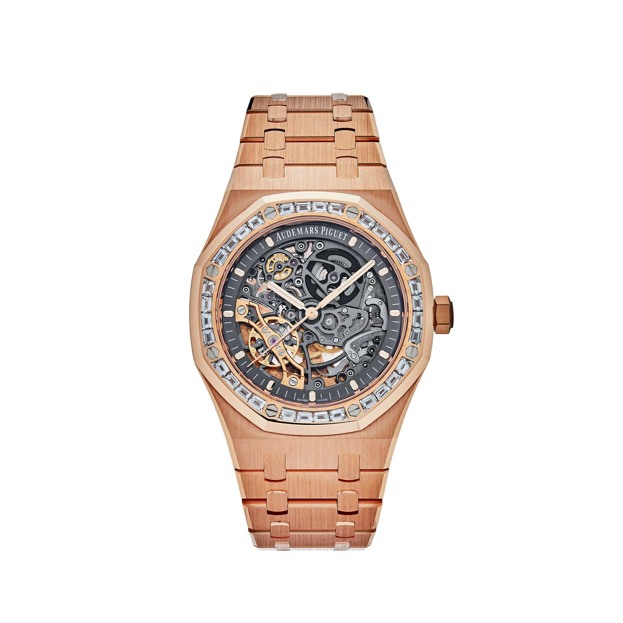 Audemars Piguet Royal Oak 15412OR.ZZ.1220OR.01 Double Balance Wheel Openworked Rose Gold Baguette Bezel (2021) - Premium Luxury Product