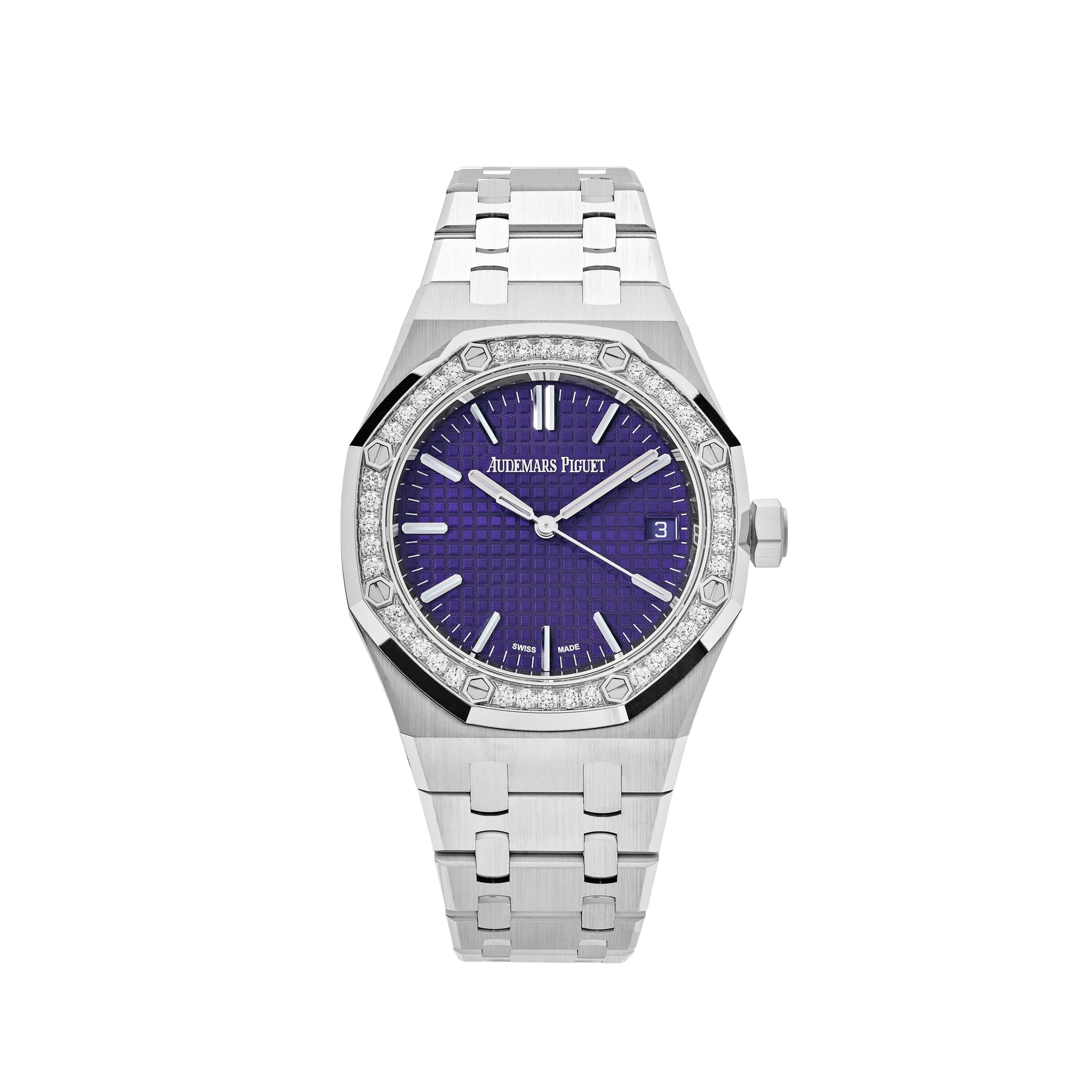 Audemars Piguet Royal Oak 15551BC.ZZ.1356BC.02 White Gold Purple Dial Diamond Bezel Special Edition (2023) - Premium Luxury Product