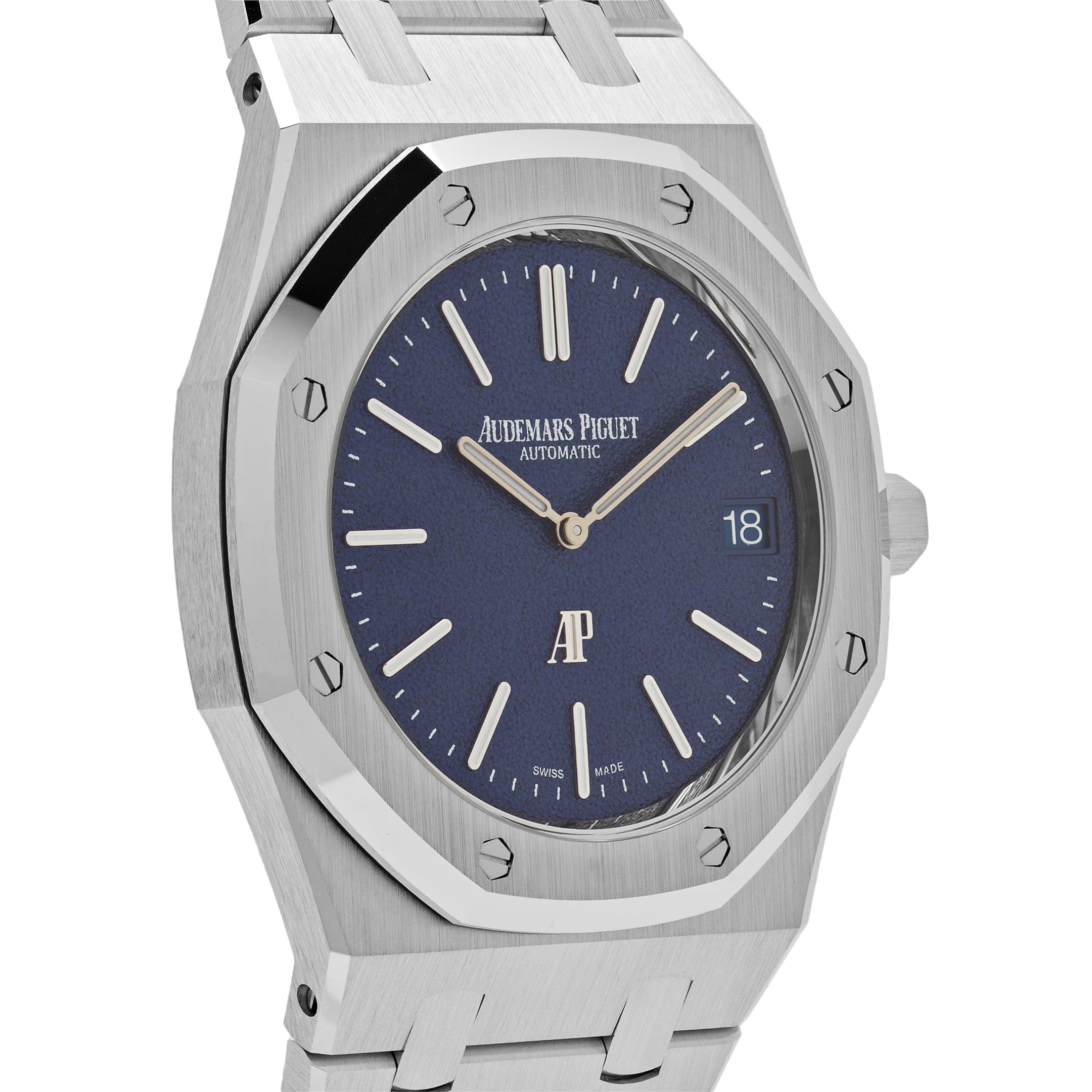 Audemars Piguet Royal Oak 16202BC.OO.1240BC.02 'Jumbo' Extra-Thin White Gold Grainy Blue Dial (2024) - Premium Luxury Product