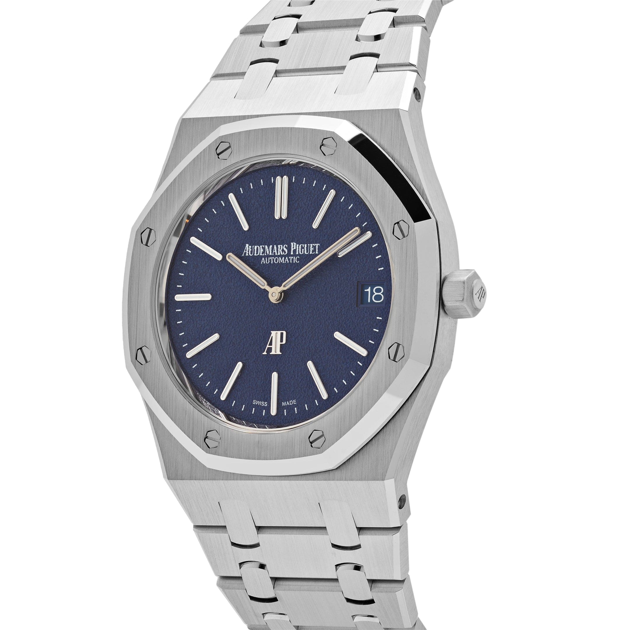 Audemars Piguet Royal Oak 16202BC.OO.1240BC.02 'Jumbo' Extra-Thin White Gold Grainy Blue Dial (2024) - Premium Luxury Product