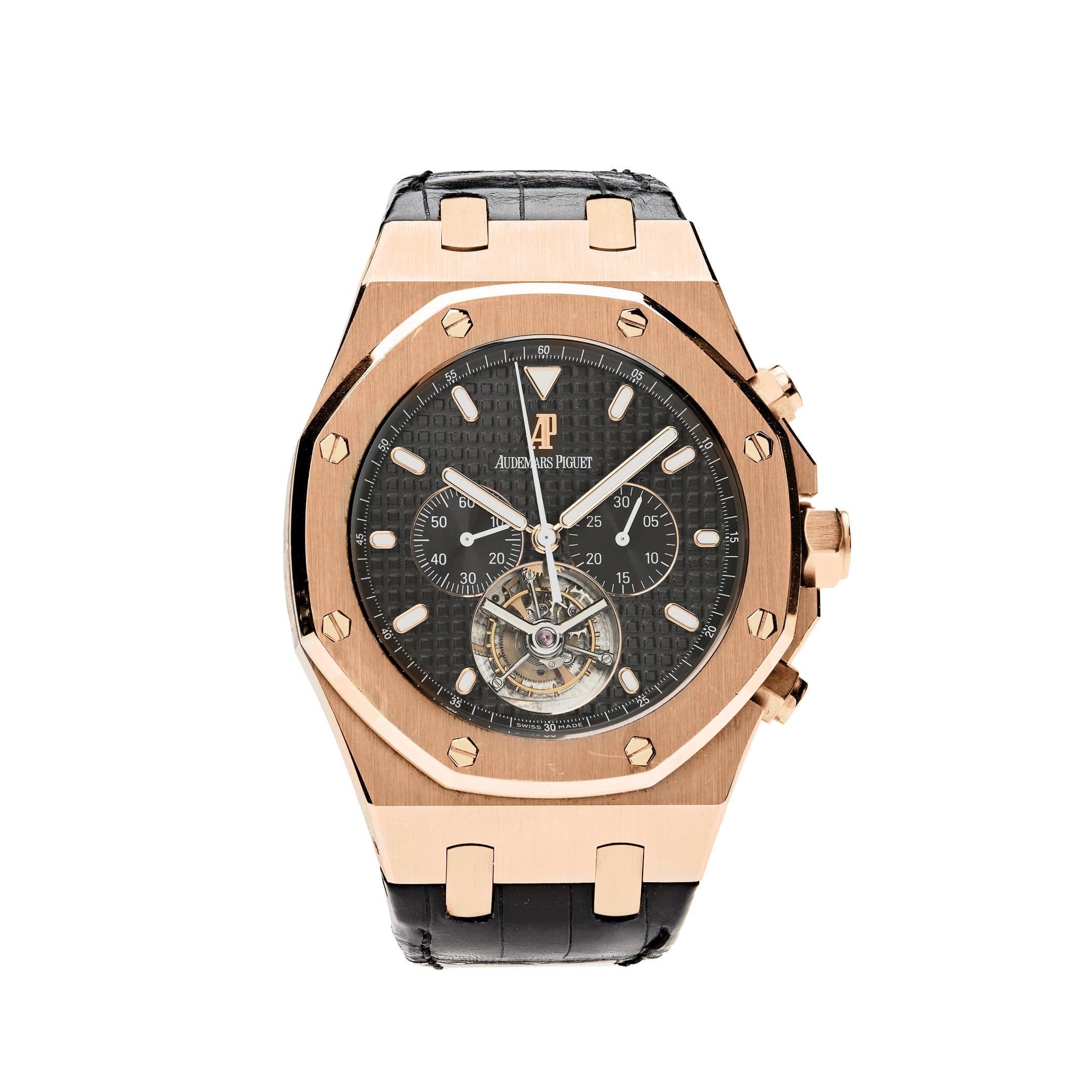 Audemars Piguet Royal Oak 25977OR.OO.D002CR.01 Chronograph 'Tourbillon' Rose Gold Black Dial - Premium Luxury Product