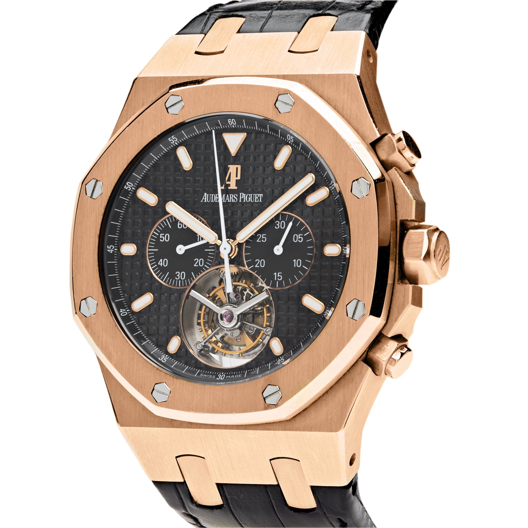 Audemars Piguet Royal Oak 25977OR.OO.D002CR.01 Chronograph 'Tourbillon' Rose Gold Black Dial - Premium Luxury Product