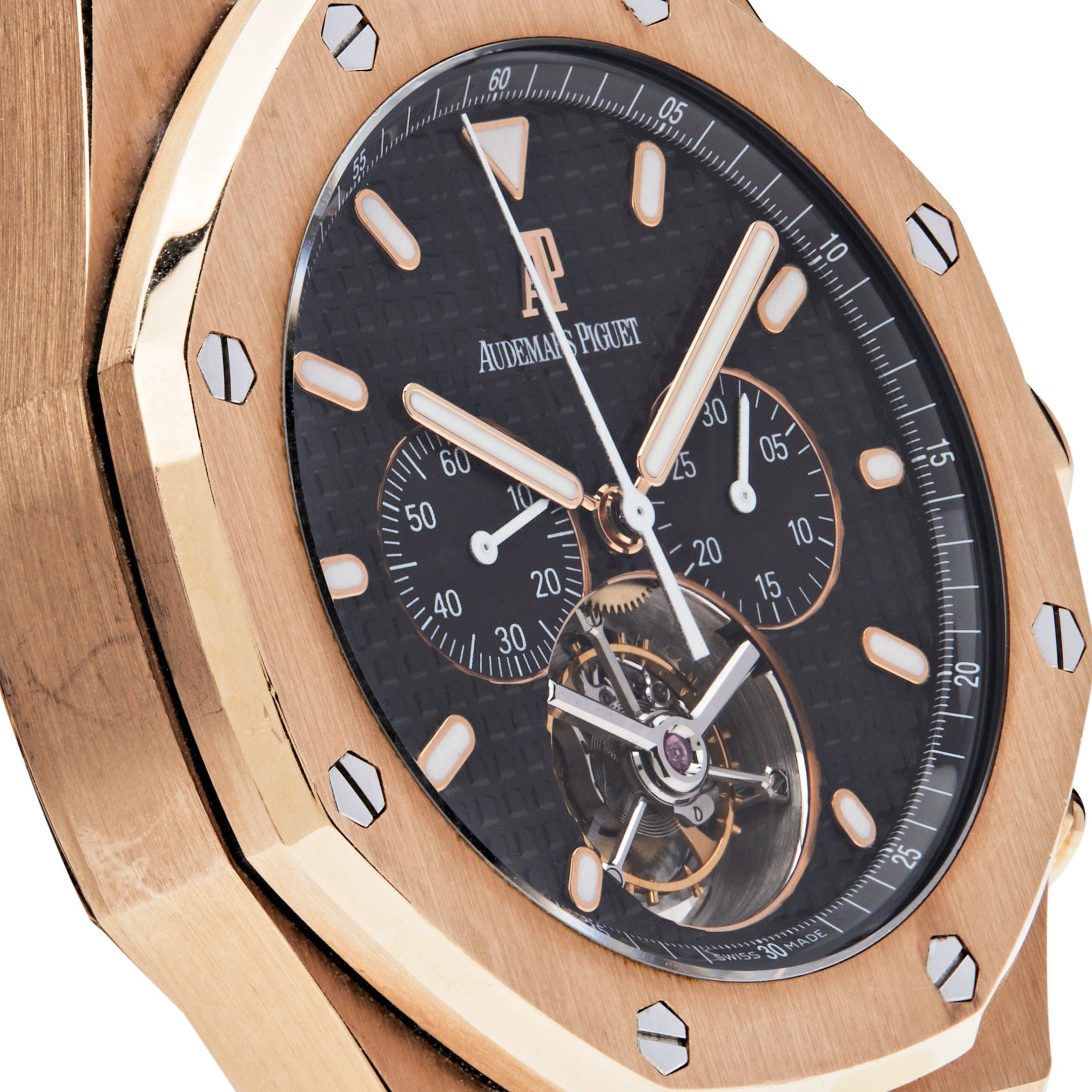 Audemars Piguet Royal Oak 25977OR.OO.D002CR.01 Chronograph 'Tourbillon' Rose Gold Black Dial - Premium Luxury Product