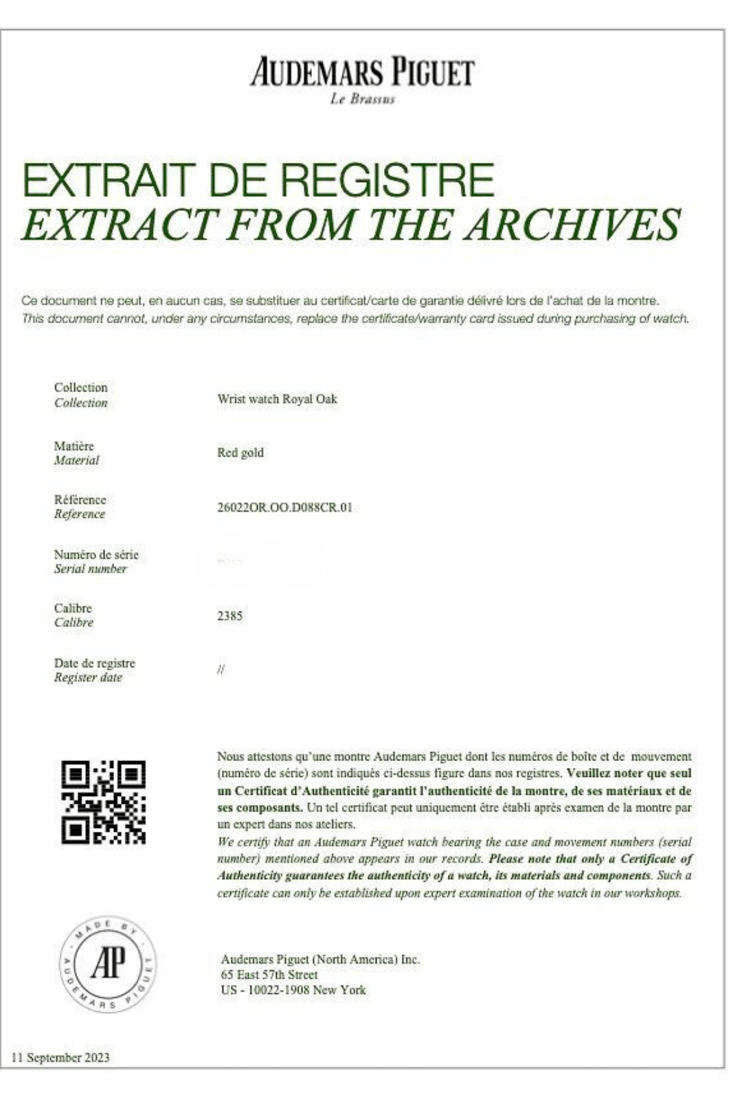 Audemars Piguet Royal Oak 26022OR.OO.D088CR.01 Chronograph Rose Gold White Dial - Premium Luxury Product