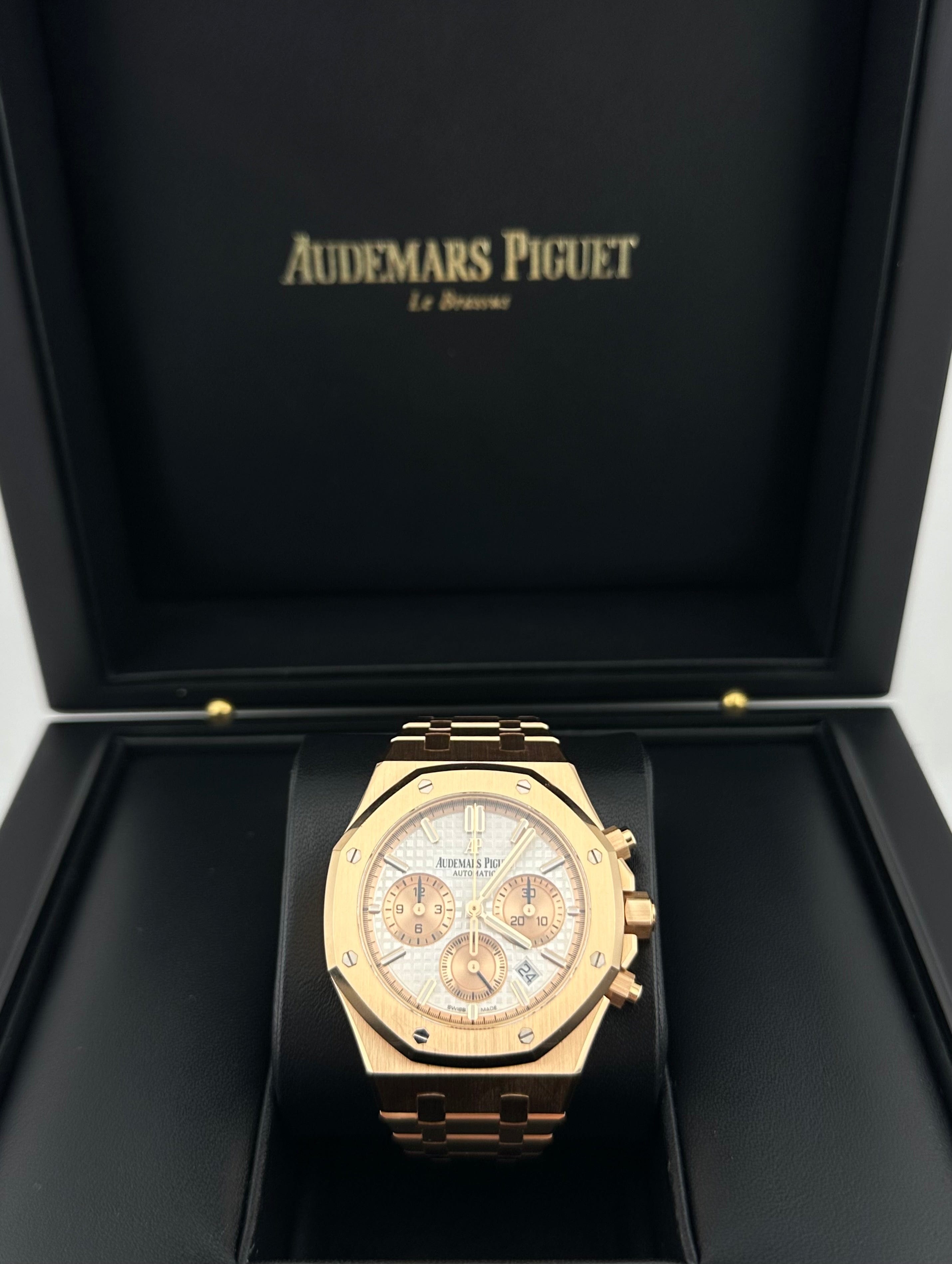 Audemars Piguet Royal Oak 26315OR.OO.1256OR.01 Chronograph Rose Gold Silver Dial - Premium Luxury Product
