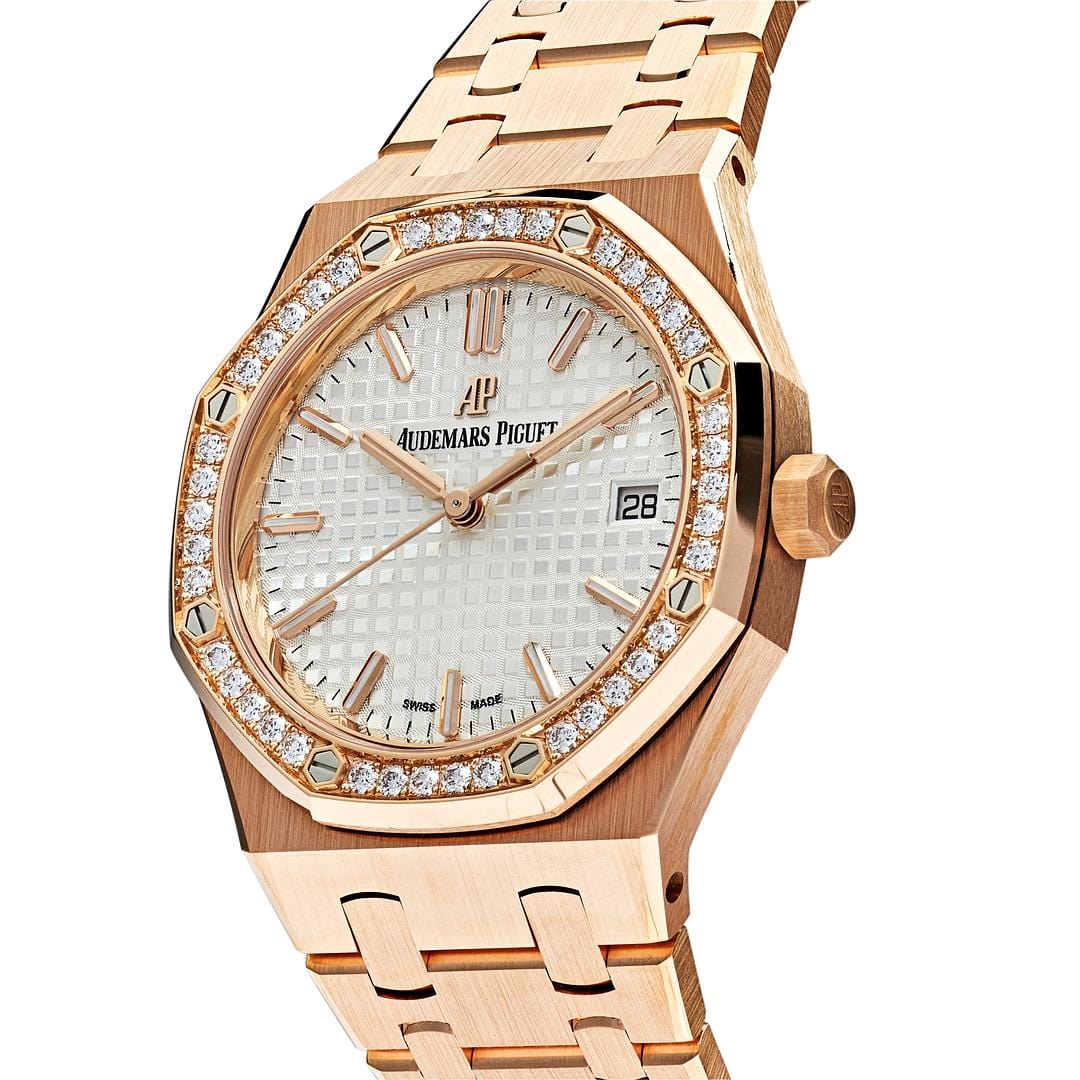 Audemars Piguet Royal Oak 77351OR.ZZ.1261OR.01 Rose Gold White Dial Diamond Bezel (2022) - Premium Luxury Product