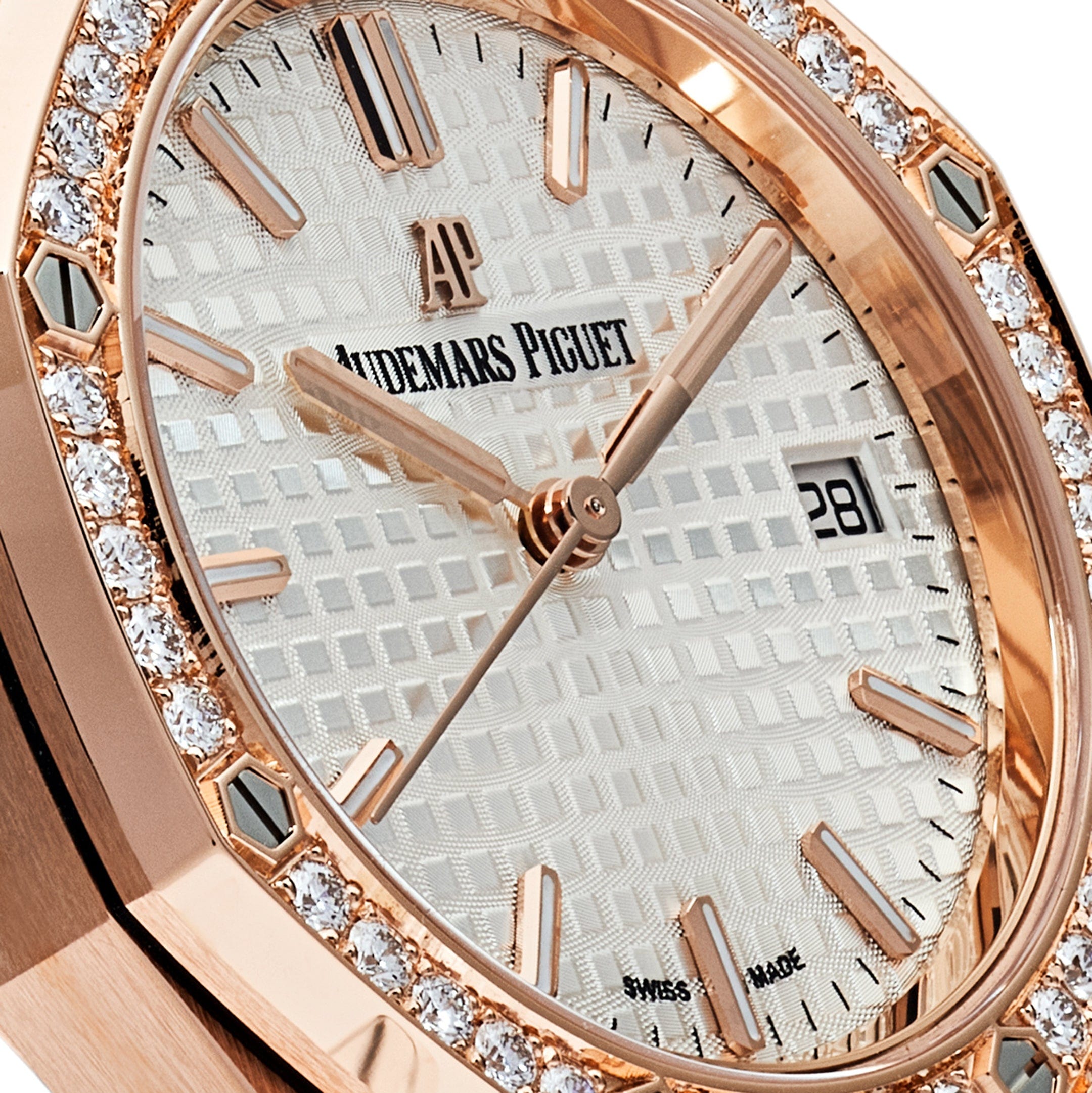 Audemars Piguet Royal Oak 77351OR.ZZ.1261OR.01 Rose Gold White Dial Diamond Bezel (2022) - Premium Luxury Product