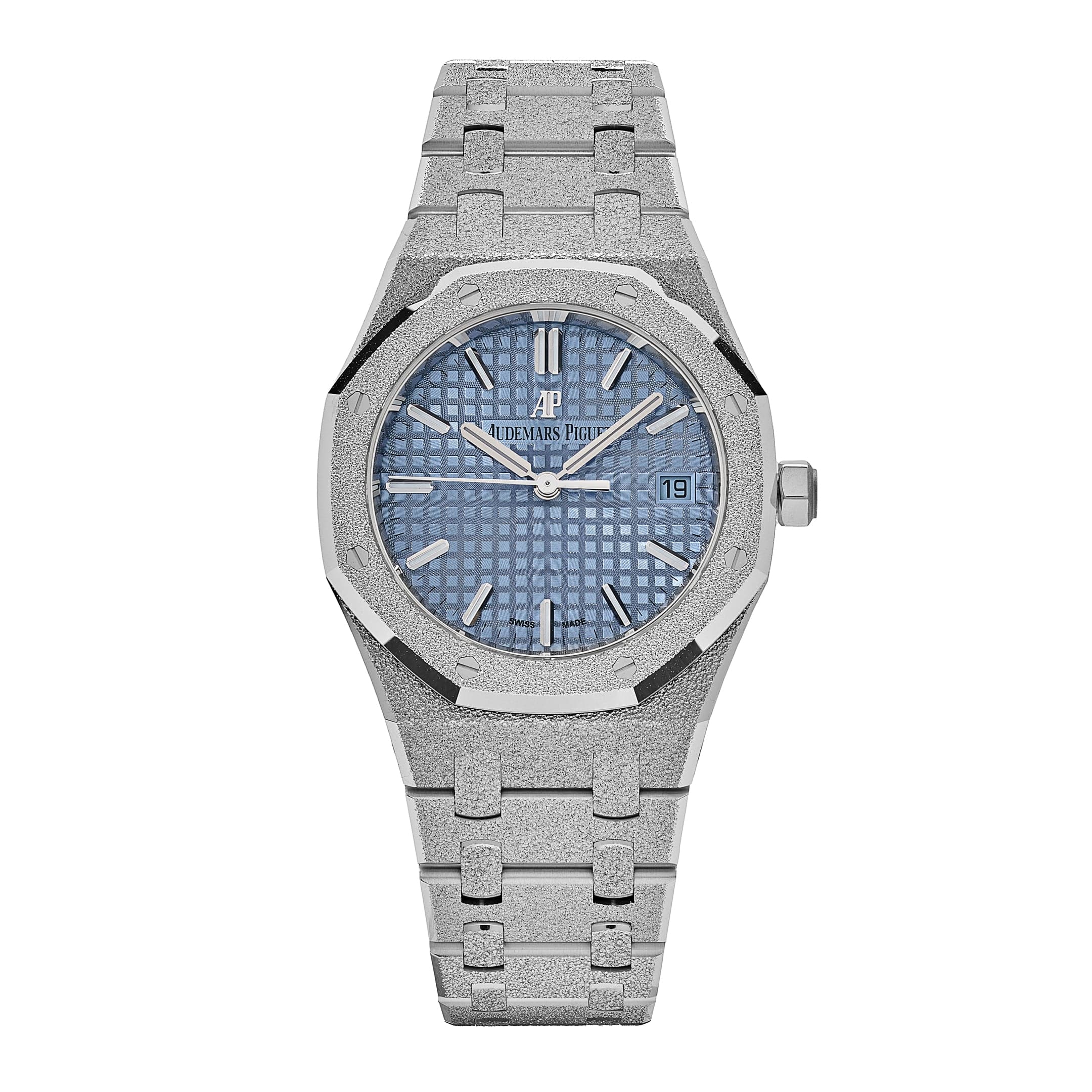 Audemars Piguet Royal Oak 77353BC.GG.1263BC.01 Selfwinding Frosted White Gold Light Blue Dial - Premium Luxury Product