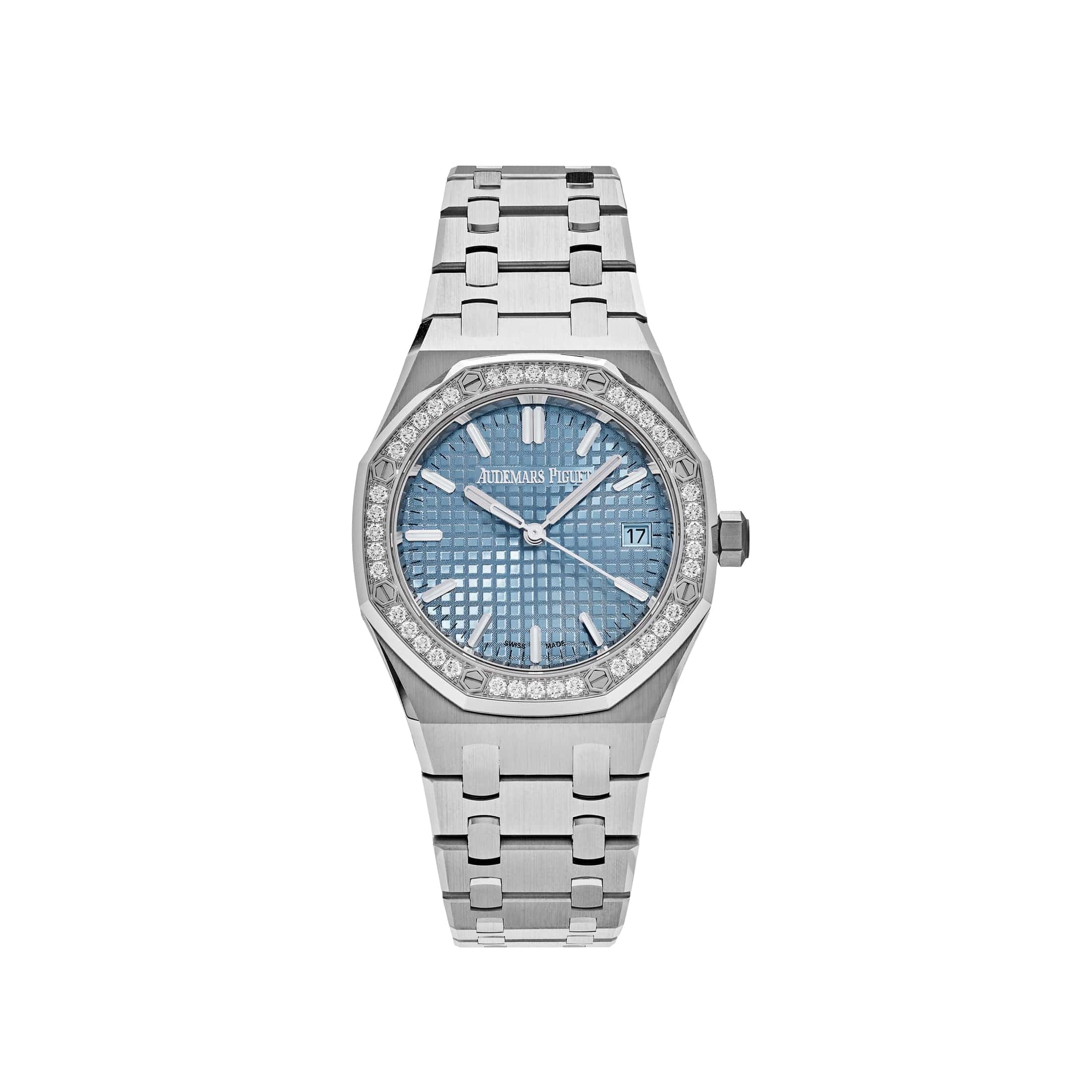 Audemars Piguet Royal Oak 77451ST.ZZ.1361ST.01 Selfwinding '50th Anniversary' Stainless Steel Light Blue Dial Diamond Bezel - Premium Luxury Product