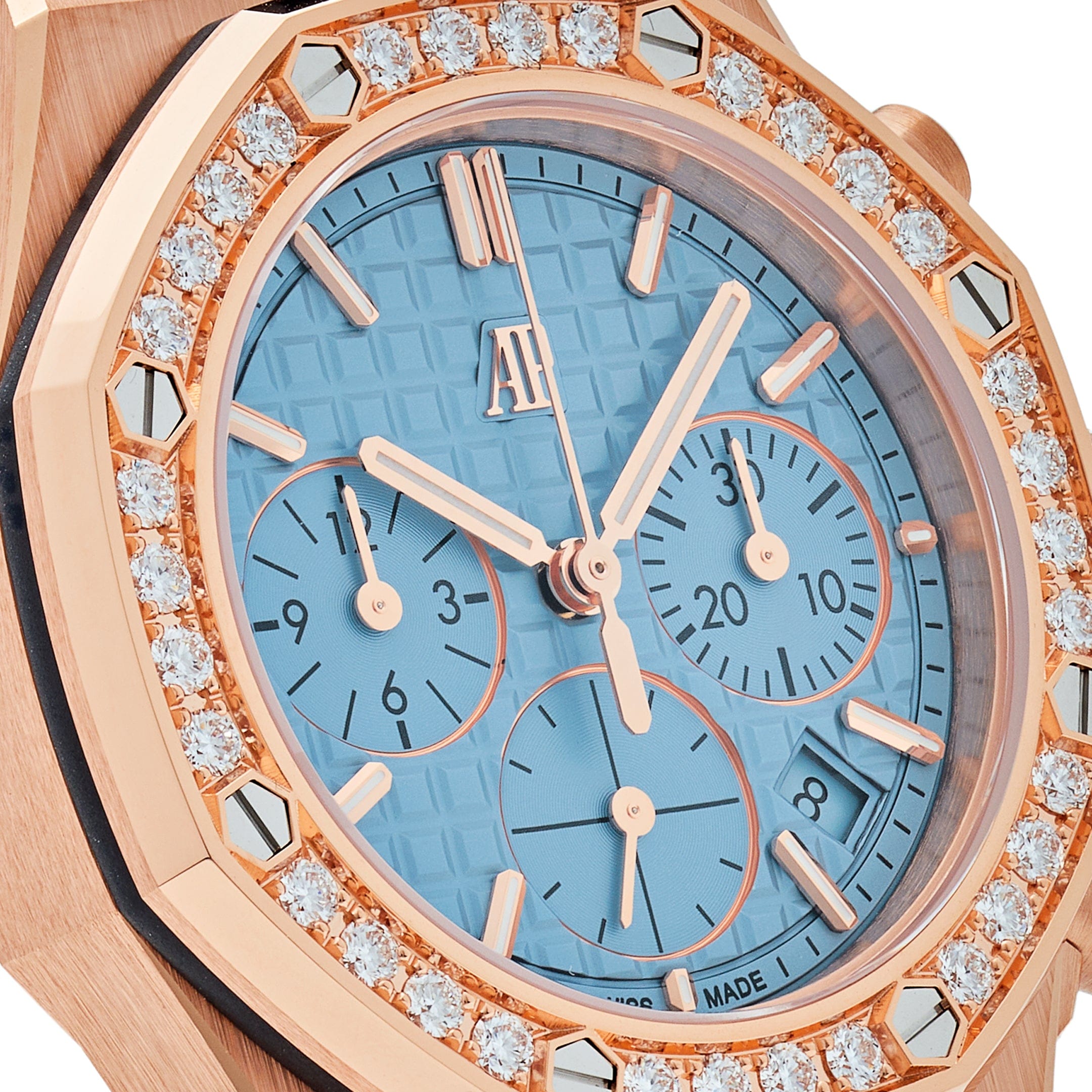 Audemars Piguet Royal Oak Offshore 26231OR.ZZ.A085CA.01 Chronograph Rose Gold Blue Dial Diamond Bezel (2023) - Premium Luxury Product
