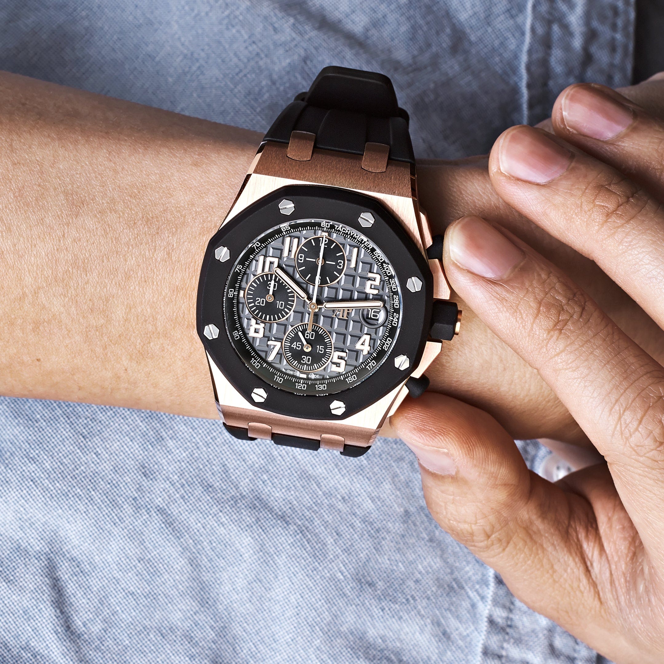 Audemars Piguet Royal Oak Offshore 26238OK.OO.A002CA.01 Chronograph Rose Gold Black Dial - Premium Luxury Product