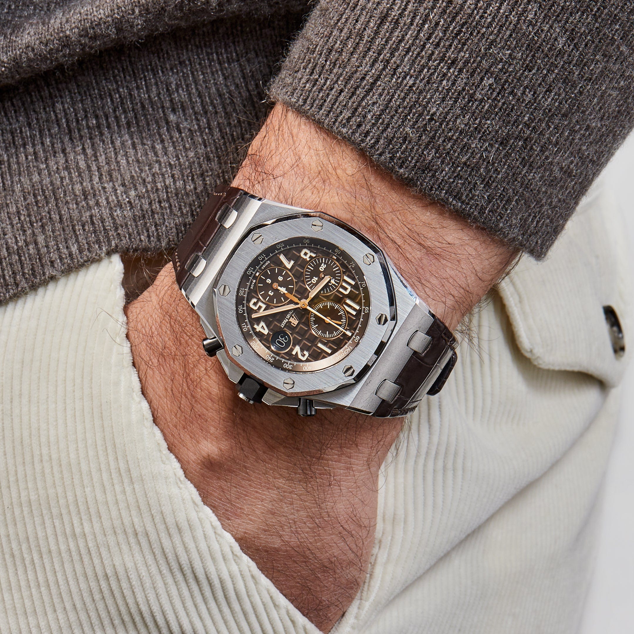 Audemars Piguet Royal Oak Offshore 26470ST.OO.A820CR.01 Chronograph Stainless Steel Brown Dial - Premium Luxury Product