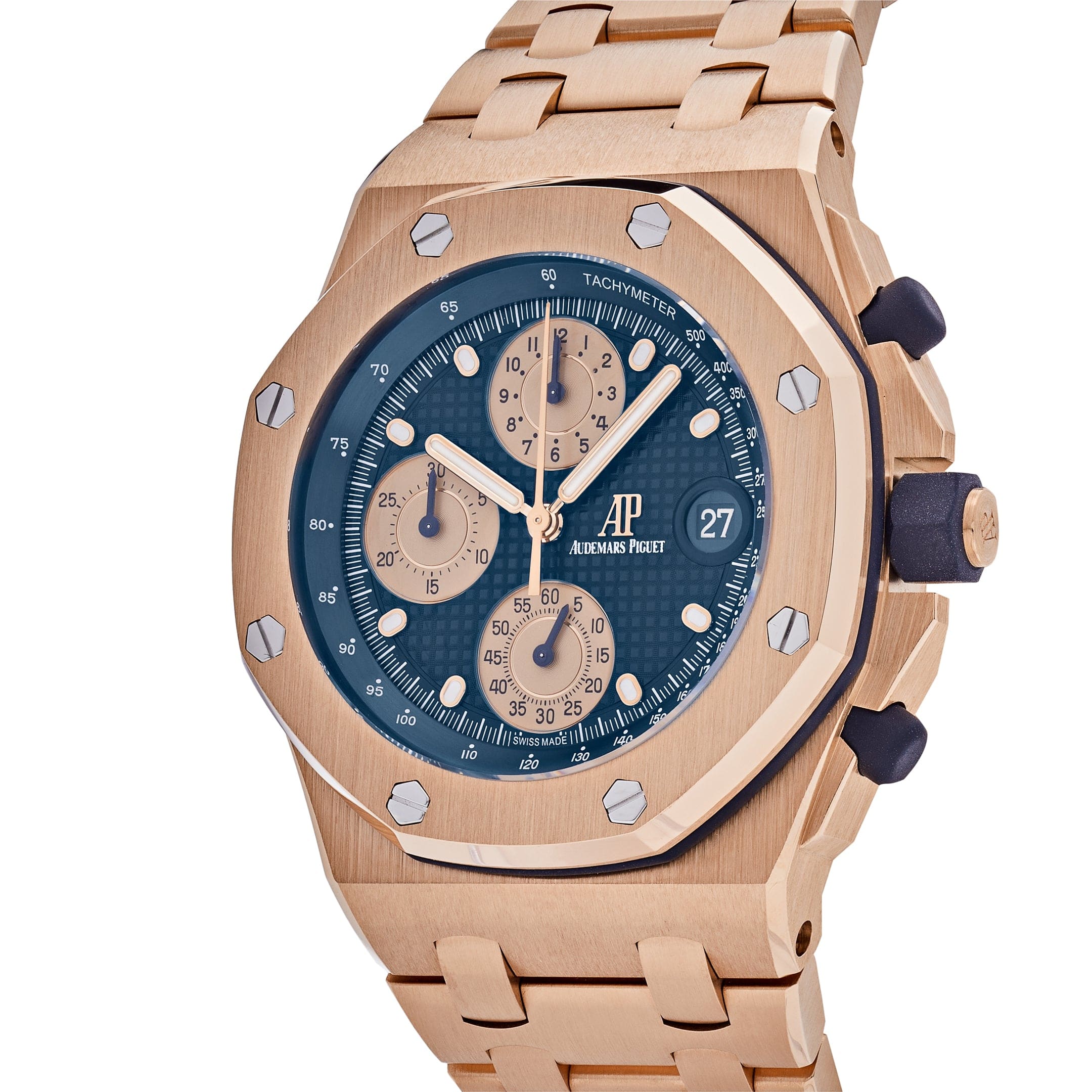 Audemars Piguet Royal Oak Offshore 26238OR.OO.2000OR.01 Chronograph 'Brick' Rose Gold Blue Dial - Premium Luxury Product