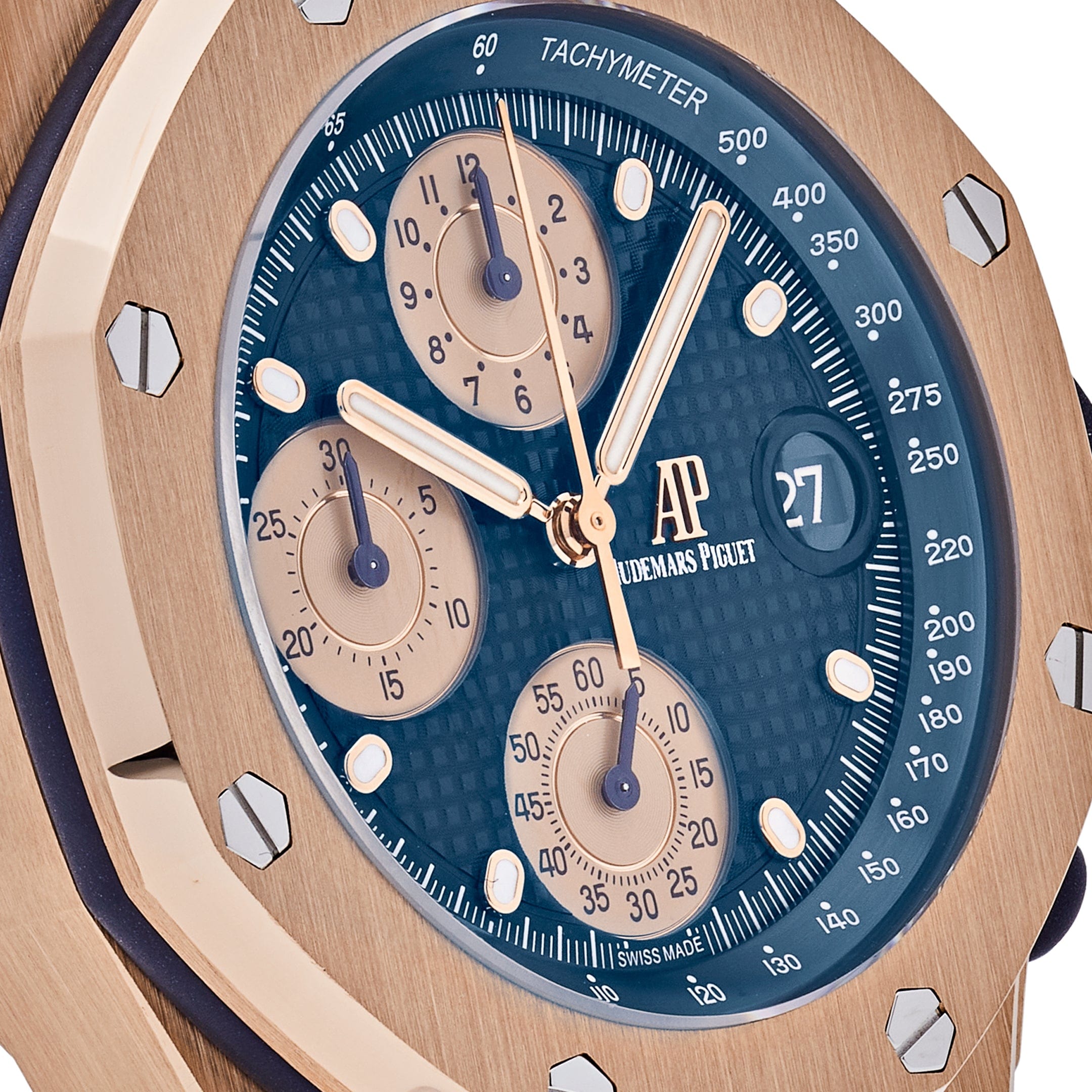 Audemars Piguet Royal Oak Offshore 26238OR.OO.2000OR.01 Chronograph 'Brick' Rose Gold Blue Dial - Premium Luxury Product