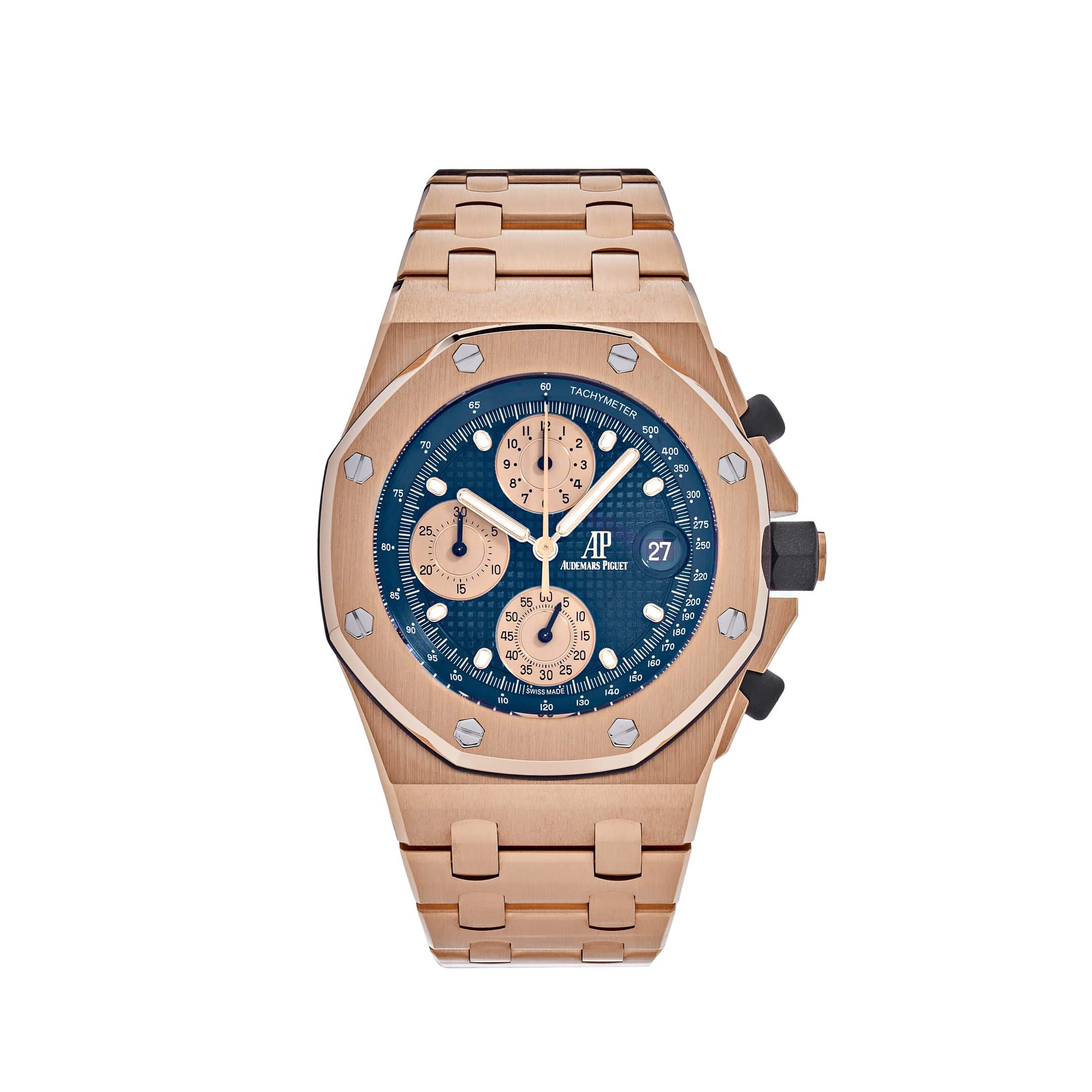Audemars Piguet Royal Oak Offshore 26238OR.OO.2000OR.01 Chronograph 'Brick' Rose Gold Blue Dial - Premium Luxury Product