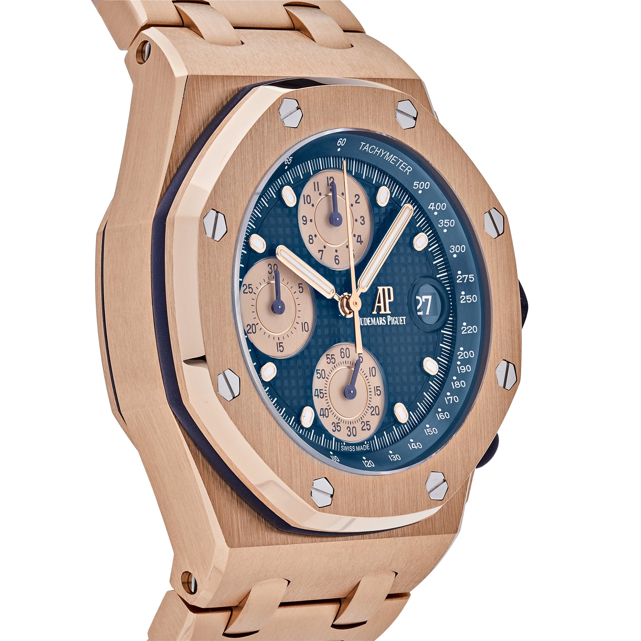 Audemars Piguet Royal Oak Offshore 26238OR.OO.2000OR.01 Chronograph 'Brick' Rose Gold Blue Dial - Premium Luxury Product
