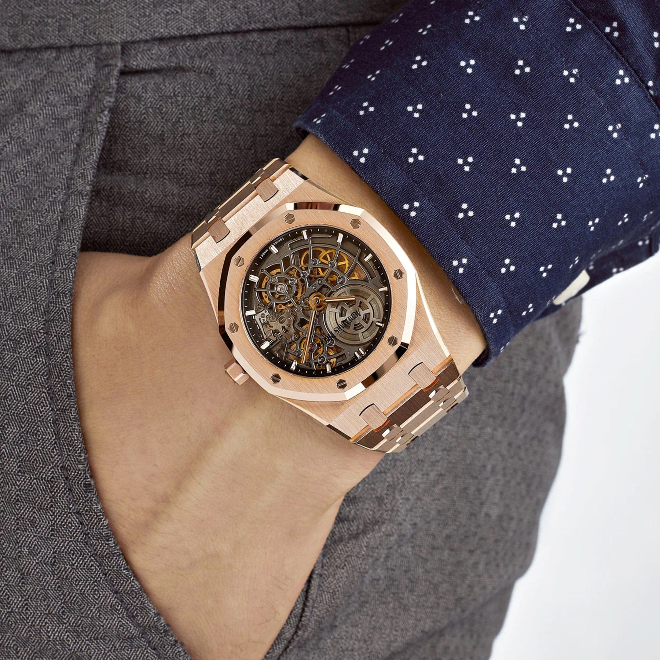 Audemars Piguet Royal Oak 16204OR.OO.1240OR.03 Openworked 'Jumbo' Extra-Thin Rose Gold - Premium Luxury Product