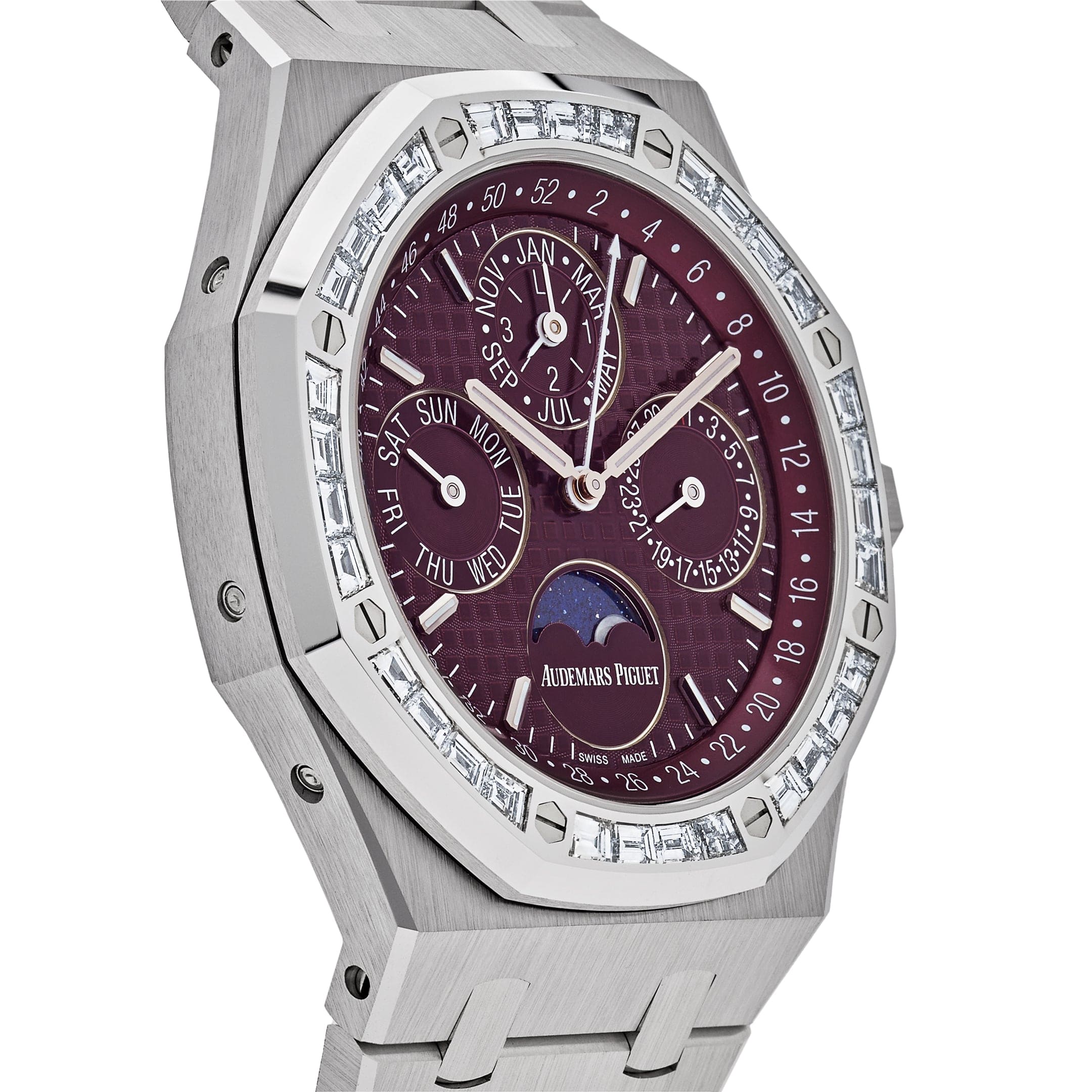 Audemars Piguet Royal Oak Perpetual Calendar 26598BC.ZZ.1220BC.01 'Special Edition' White Gold Burgundy Dial Diamond Bezel (2024) - Premium Luxury Product