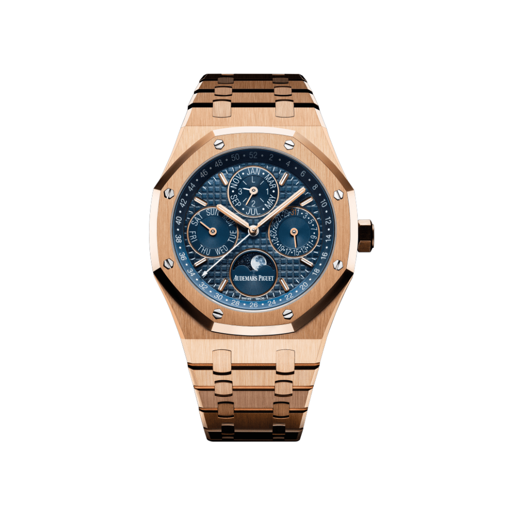Audemars Piguet Royal Oak Perpetual Calendar 26574OR.OO.1220OR.02 Rose Gold Blue Dial - Premium Luxury Product
