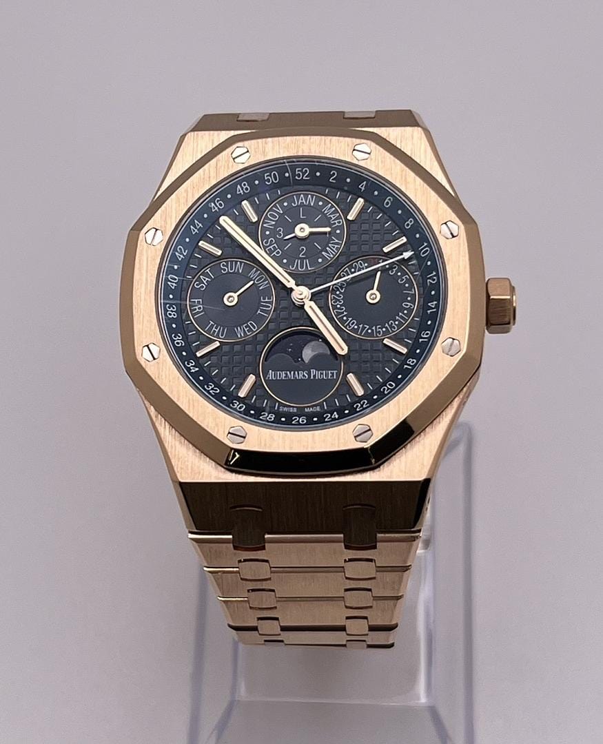 Audemars Piguet Royal Oak Perpetual Calendar 26574OR.OO.1220OR.02 Rose Gold Blue Dial - Premium Luxury Product