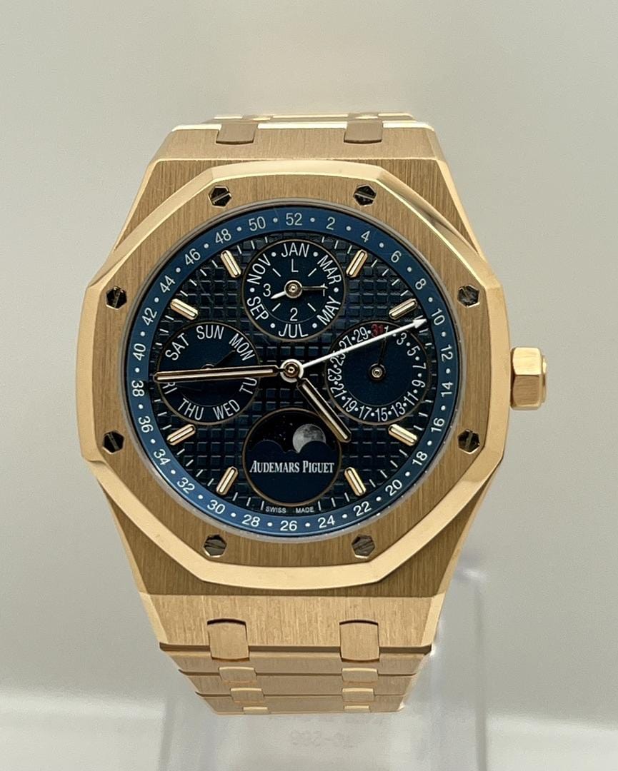 Audemars Piguet Royal Oak Perpetual Calendar 26574OR.OO.1220OR.02 Rose Gold Blue Dial - Premium Luxury Product