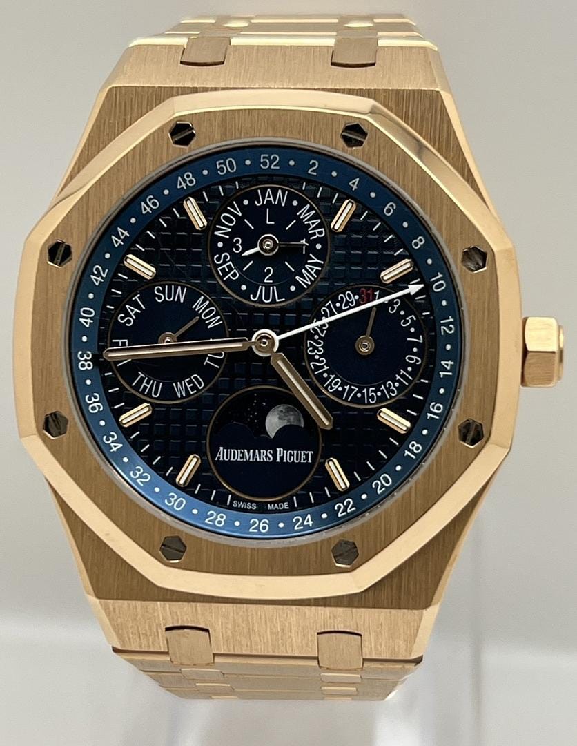 Audemars Piguet Royal Oak Perpetual Calendar 26574OR.OO.1220OR.02 Rose Gold Blue Dial - Premium Luxury Product