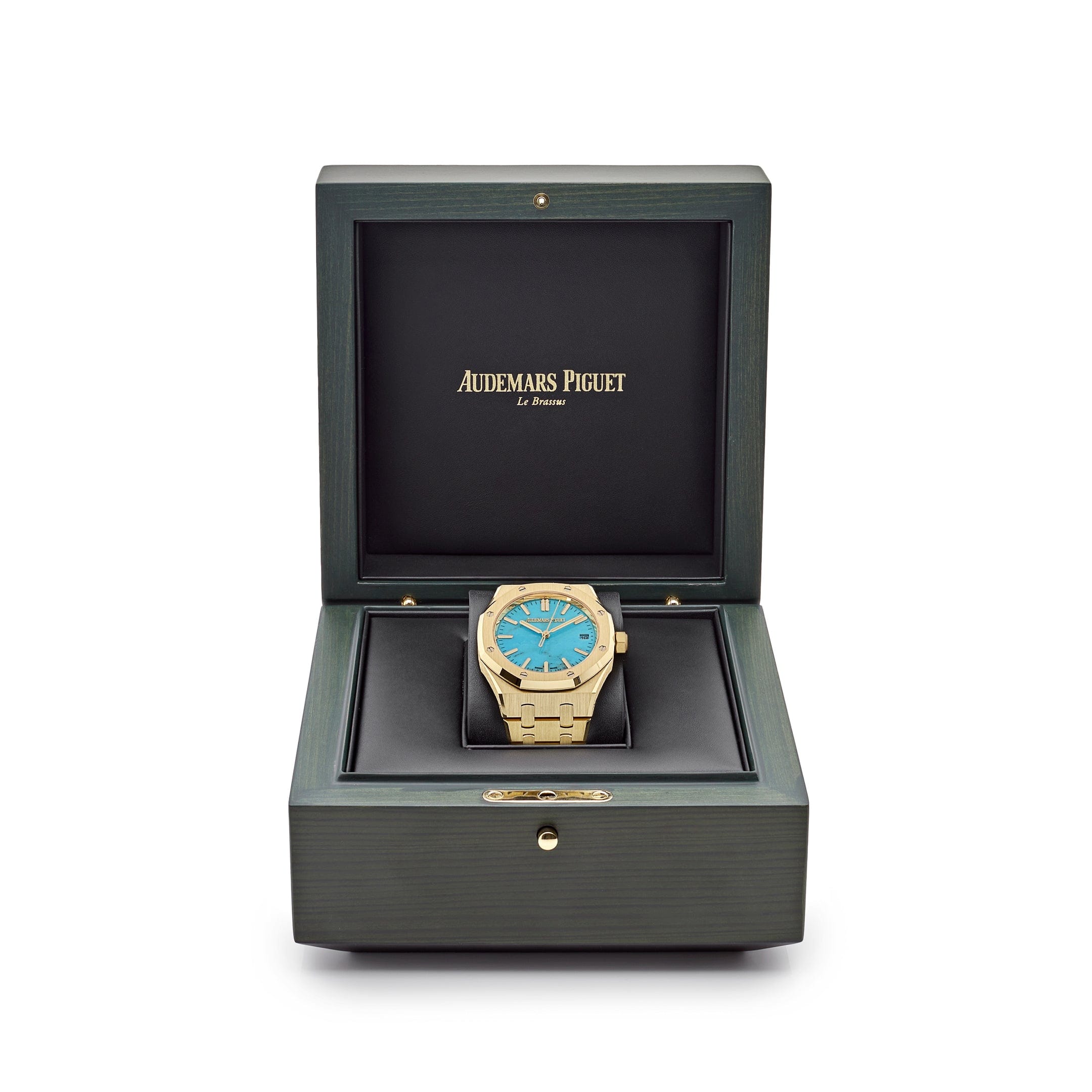Audemars Piguet Royal Oak Selfwinding 15550BA.OO.1356BA.01 Yellow Gold Blue Turquoise Dial - Premium Luxury Product