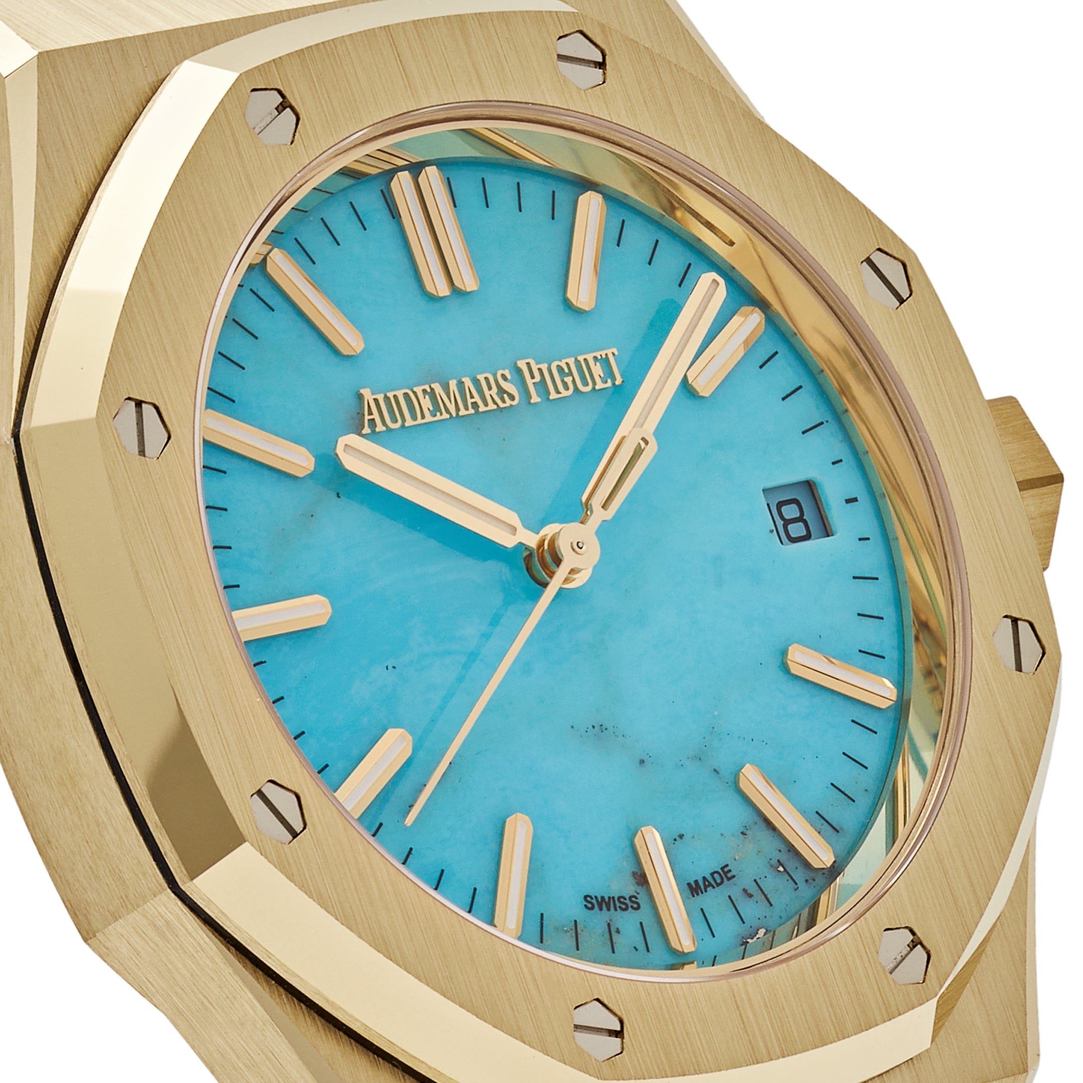 Audemars Piguet Royal Oak Selfwinding 15550BA.OO.1356BA.01 Yellow Gold Blue Turquoise Dial - Premium Luxury Product