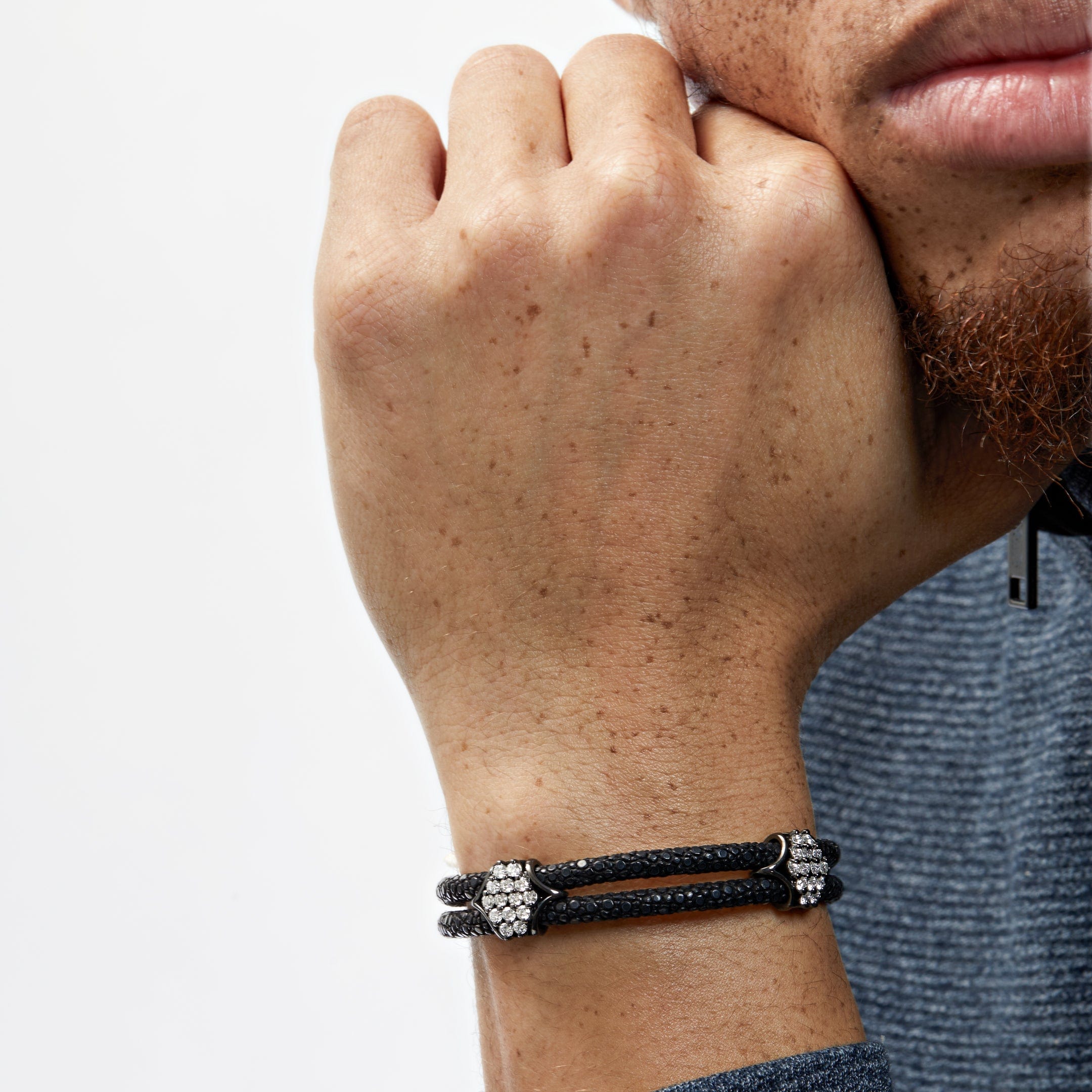 Black Platinum White Diamond Cluster Bracelet