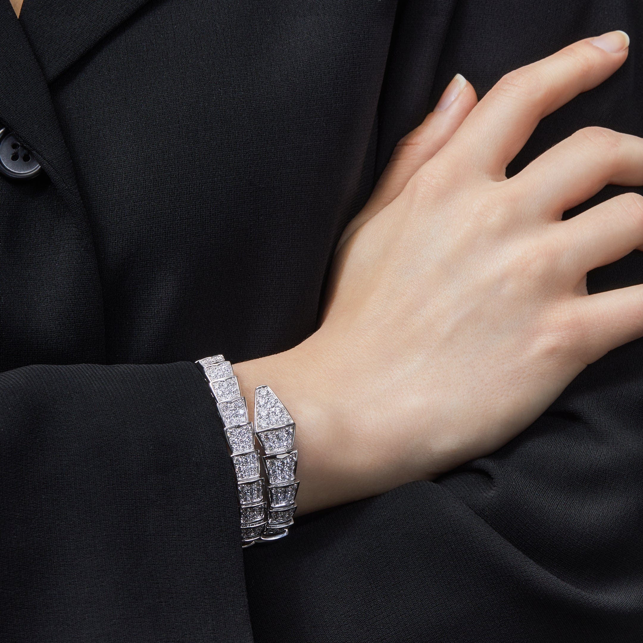BVLGARI Serpenti One-Coil Bracelet White Gold Diamond 345215 - Premium Luxury Product