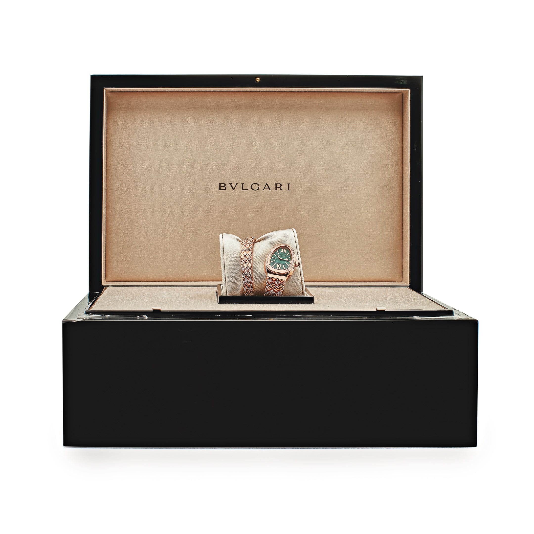 BVLGARI Serpenti Spiga Watch 103626 Rose Gold Malachite Dial Diamond - Premium Luxury Product