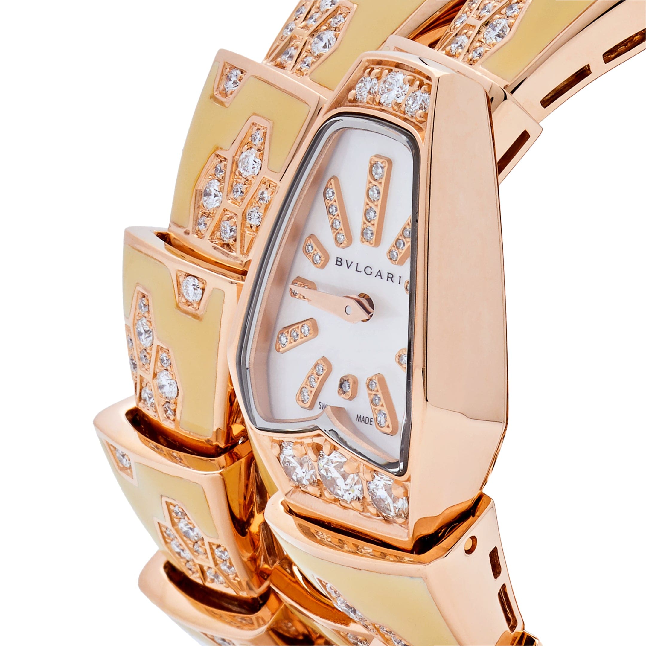 BVLGARI Serpenti Two-Coil Watch 101985 Rose Gold Diamonds Lacquer Mother of Pearl Dial - Premium Luxury Product