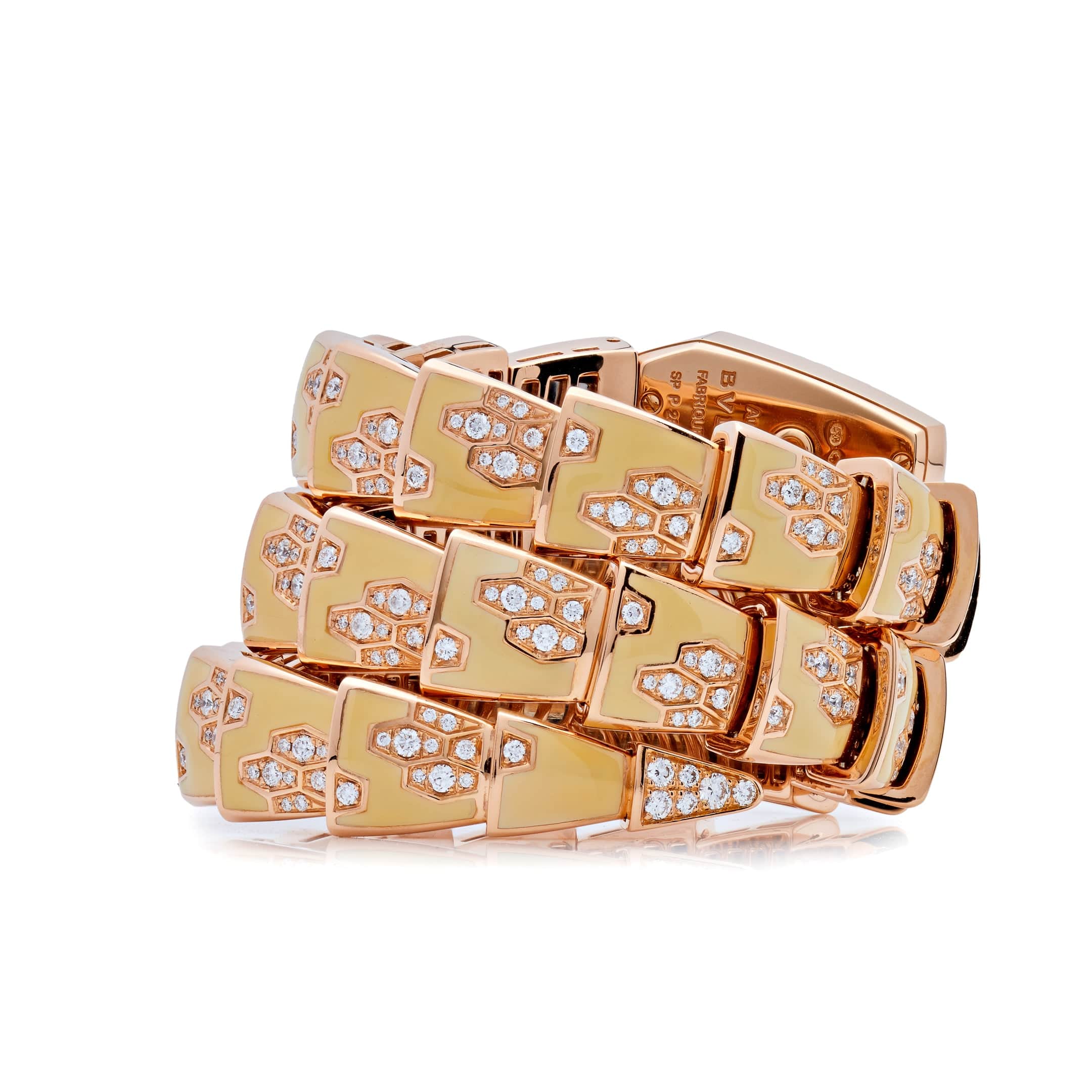 BVLGARI Serpenti Two-Coil Watch 101985 Rose Gold Diamonds Lacquer Mother of Pearl Dial - Premium Luxury Product