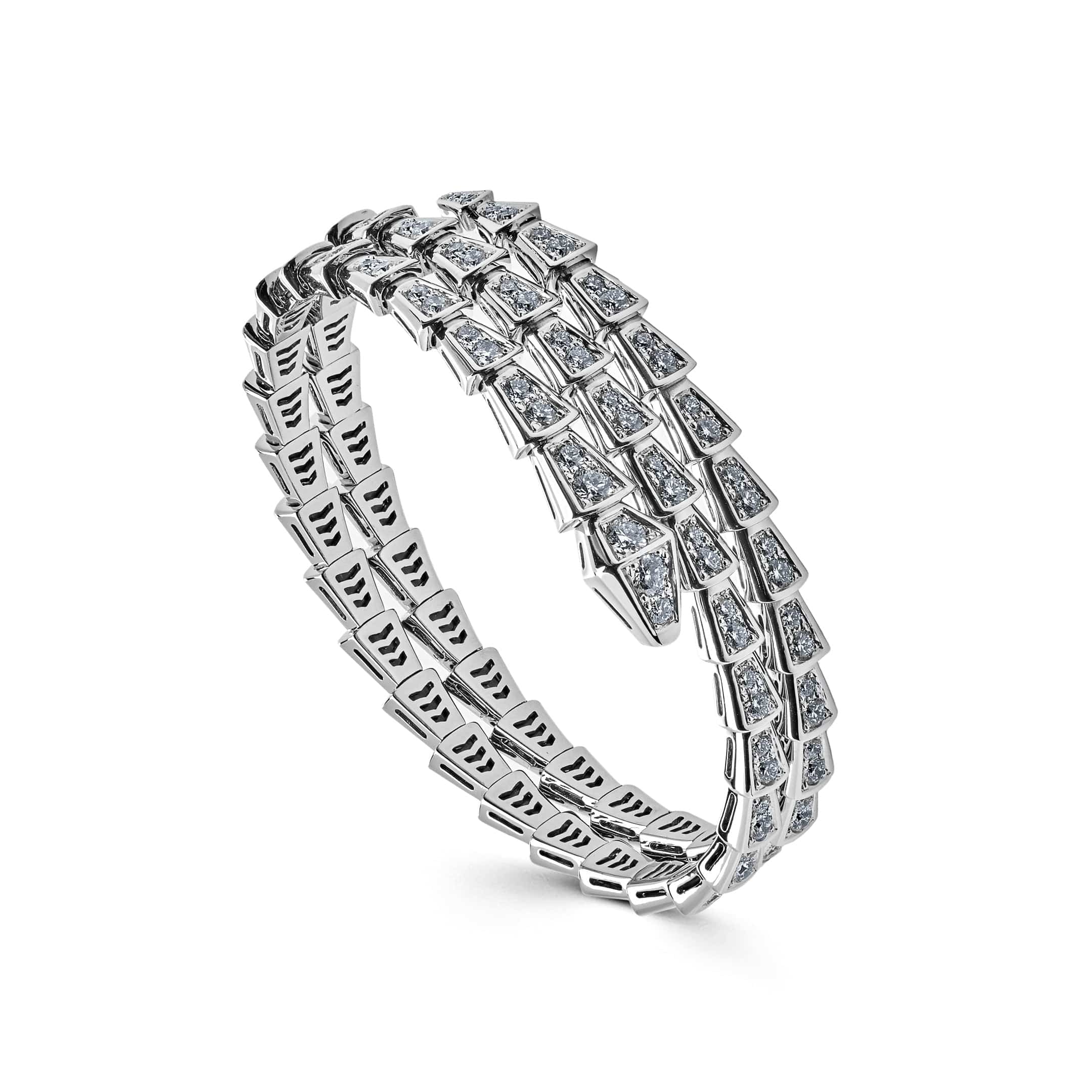 BVLGARI Serpenti Two-Coil Bracelet White Gold Diamond 357274 - Premium Luxury Product