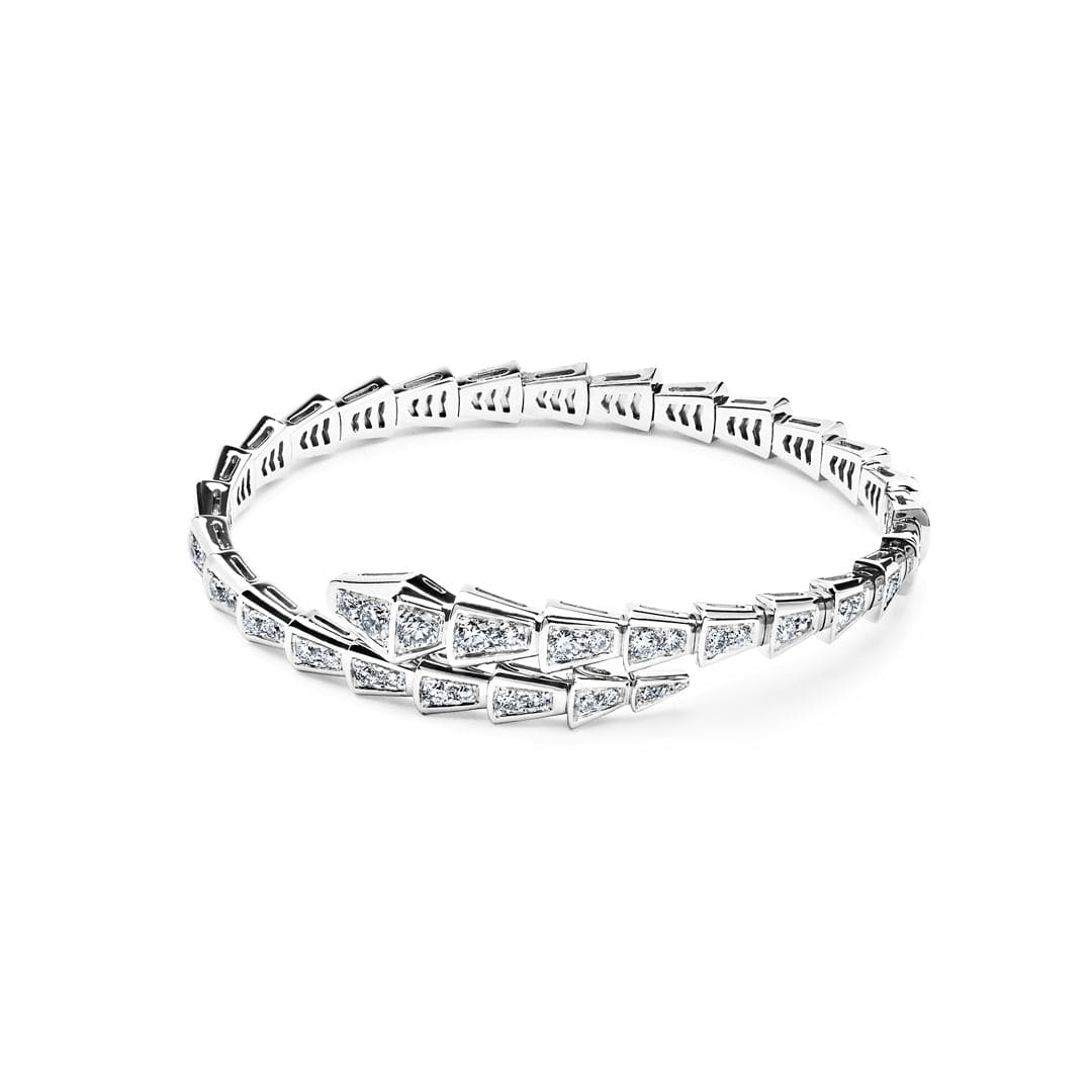 BVLGARI Serpenti Viper Slim Bracelet White Gold Full Pavé Diamonds 351844 - Premium Luxury Product