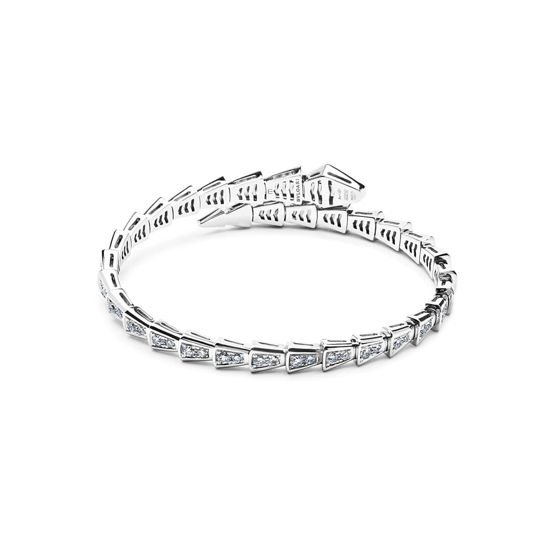 BVLGARI Serpenti Viper Slim Bracelet White Gold Full Pavé Diamonds 351844 - Premium Luxury Product